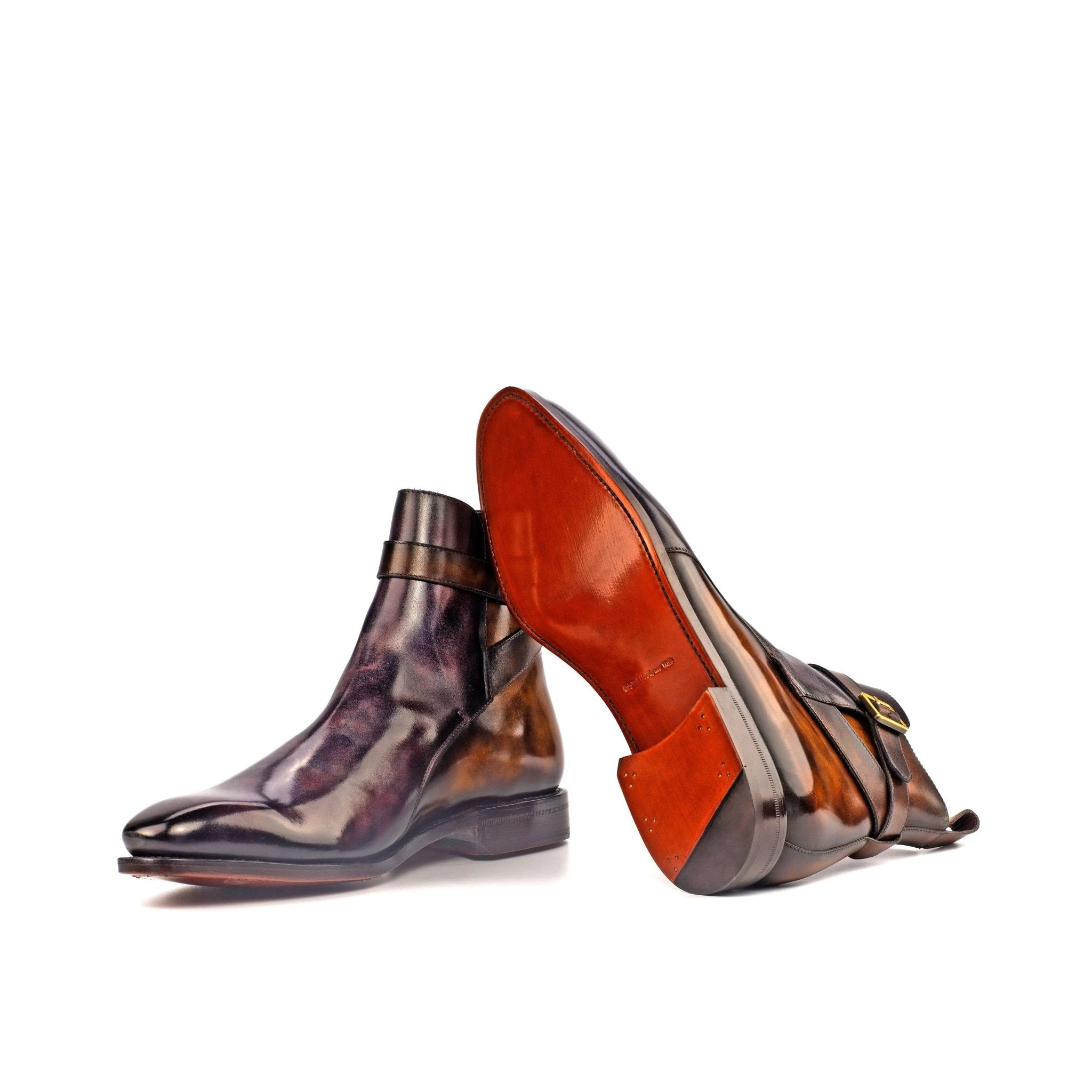 Pacina - Two tone patina purple & brown red bottoms boots. Jodhpur Boot