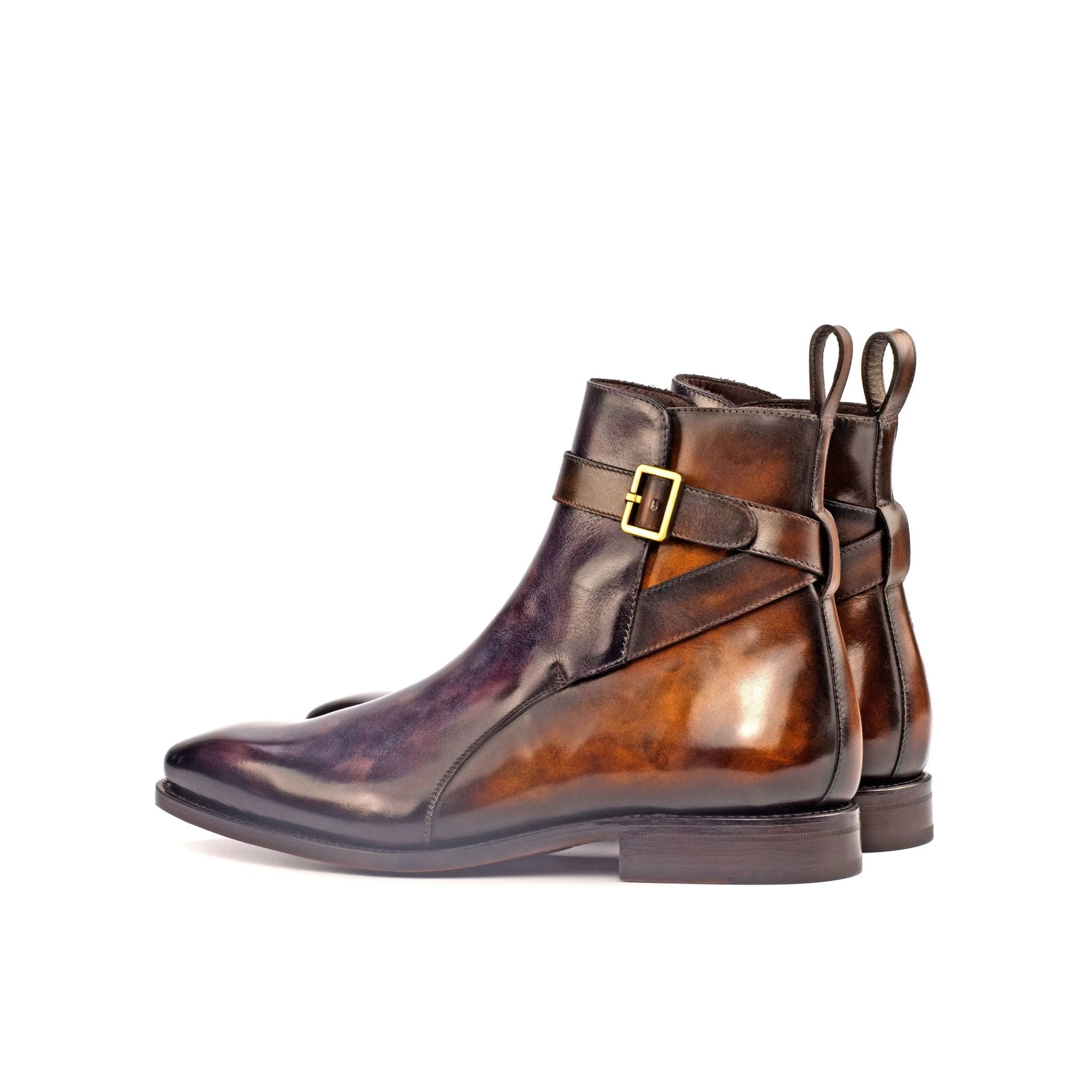 Pacina - Two tone patina purple & brown red bottoms boots. Jodhpur Boot