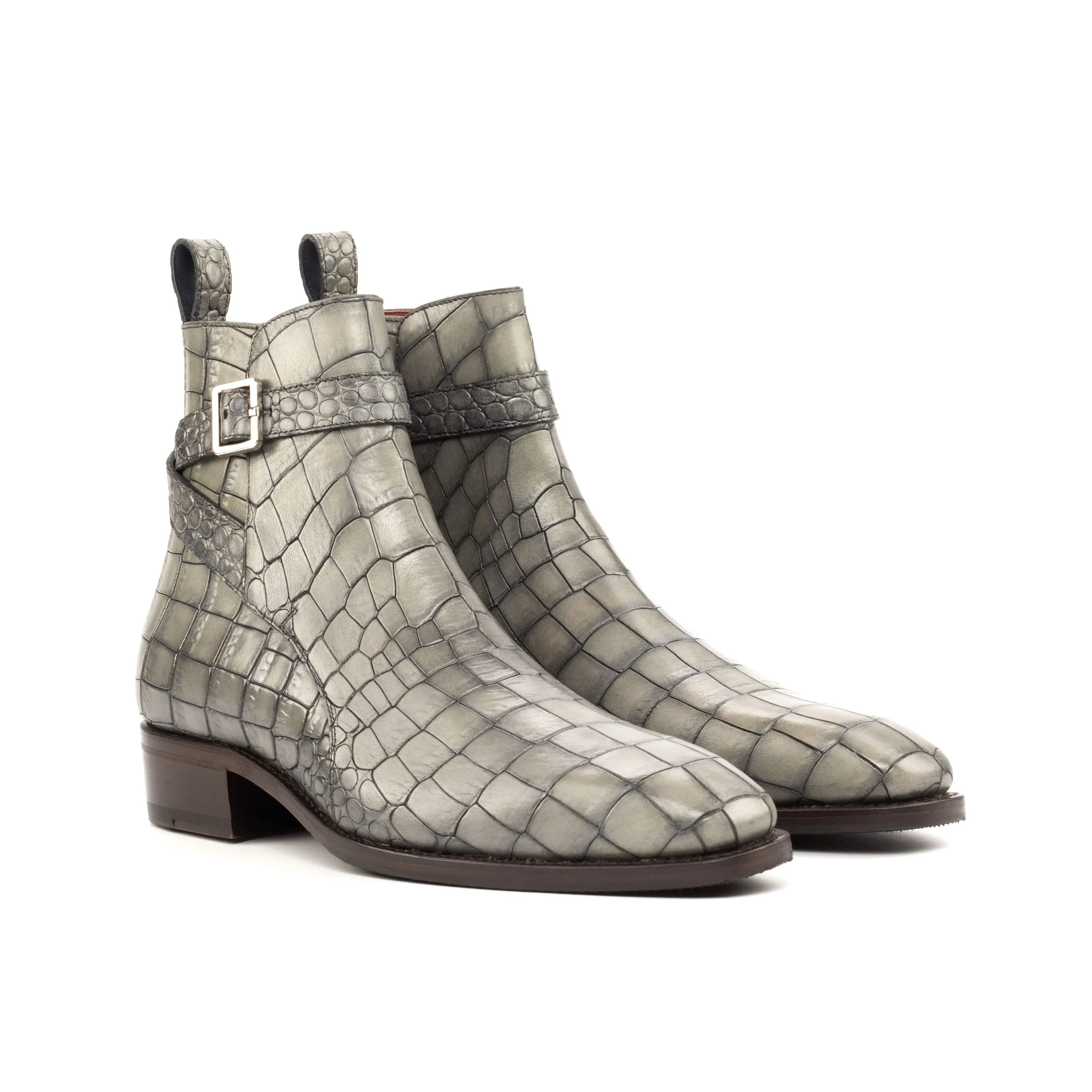 Pacina 3 - Men's Grey alligator print Leather Jodhpur Boot