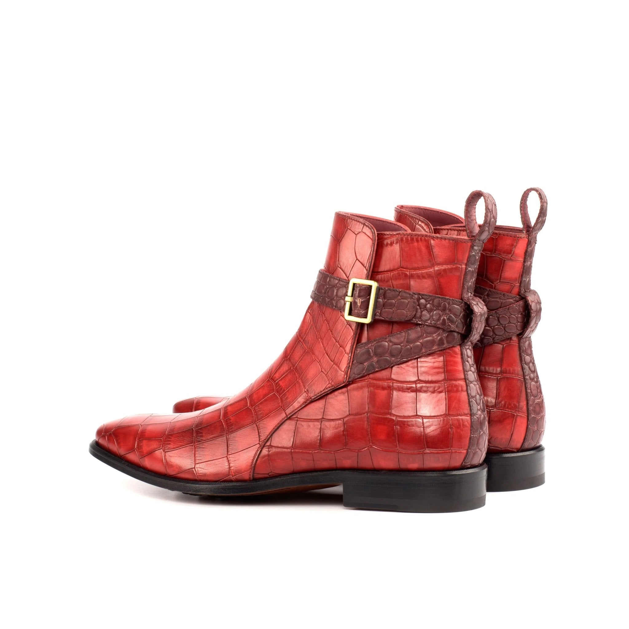 Pacina - Red alligator print Leather Jodhpur Boot for men