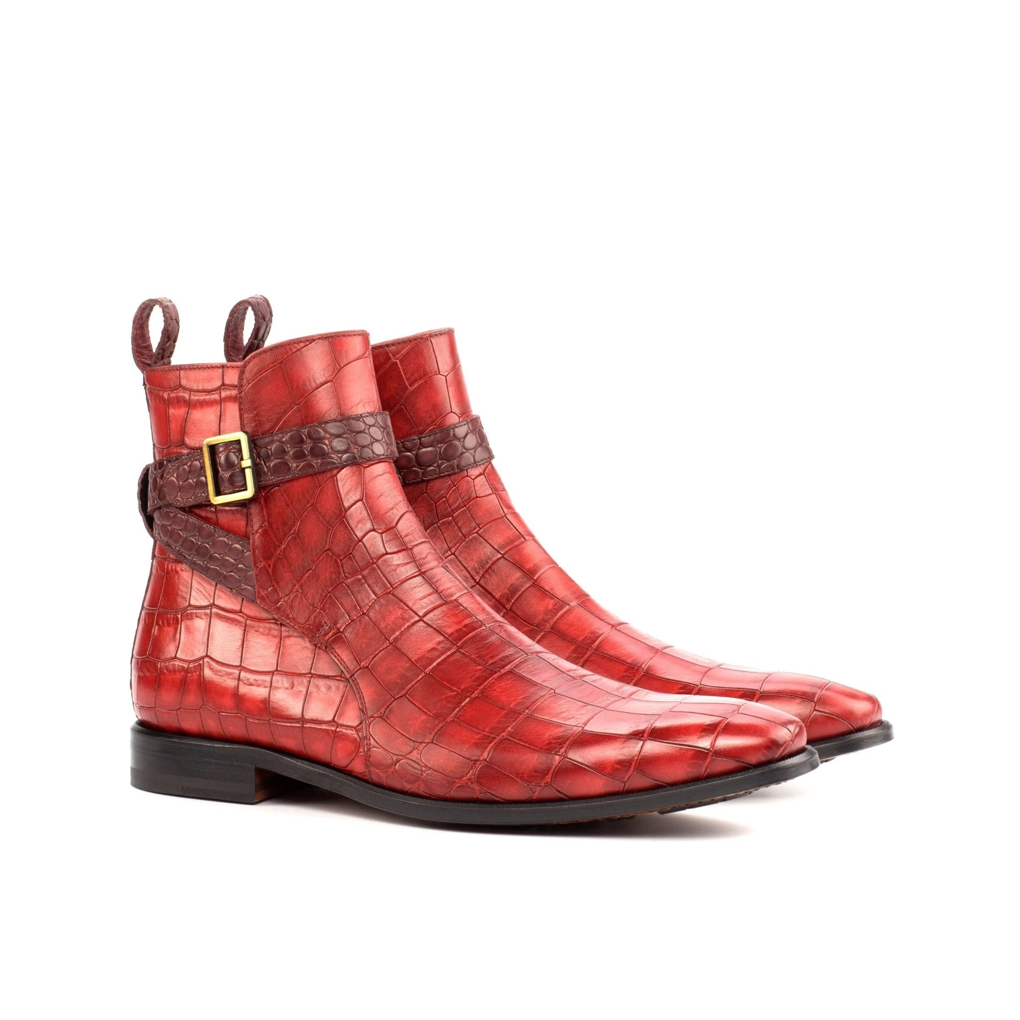 Pacina - Red alligator print Leather Jodhpur Boot for men