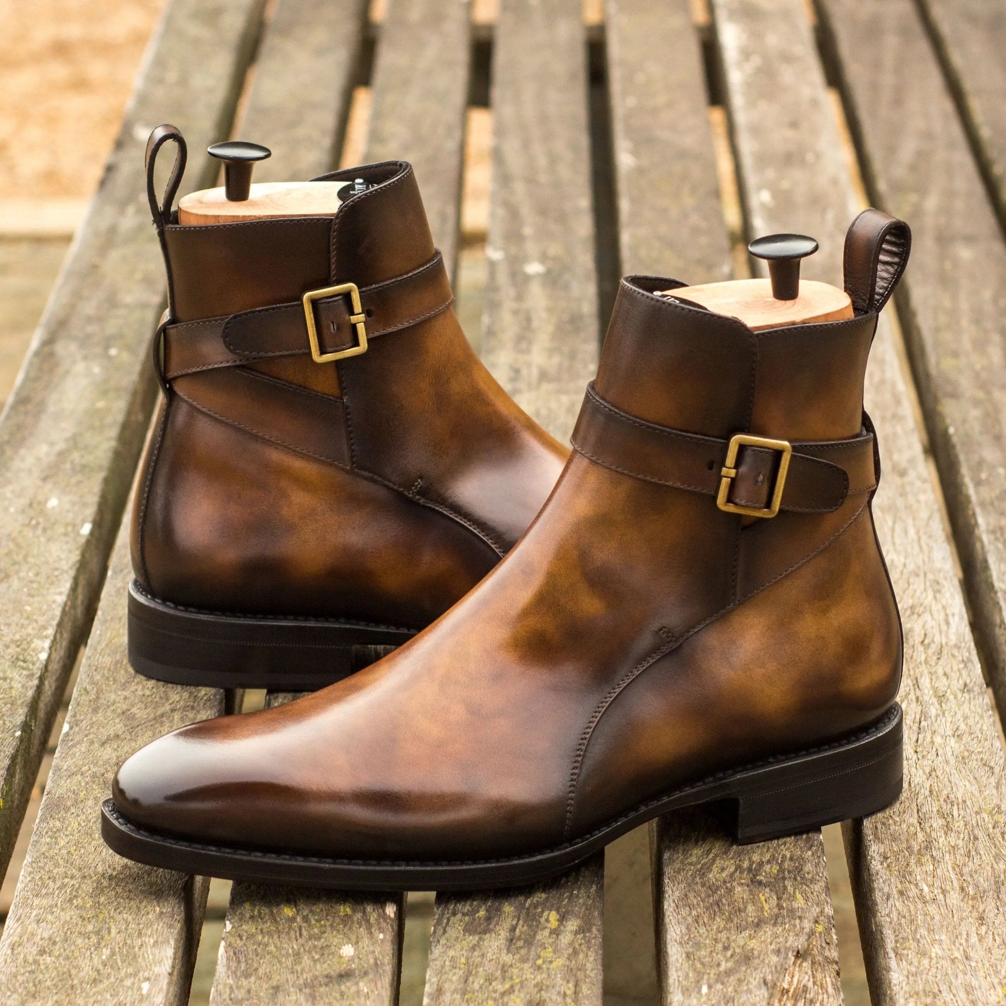 Pasinaro - Cognac patina Hand-Painted Jodhpur Boot for men