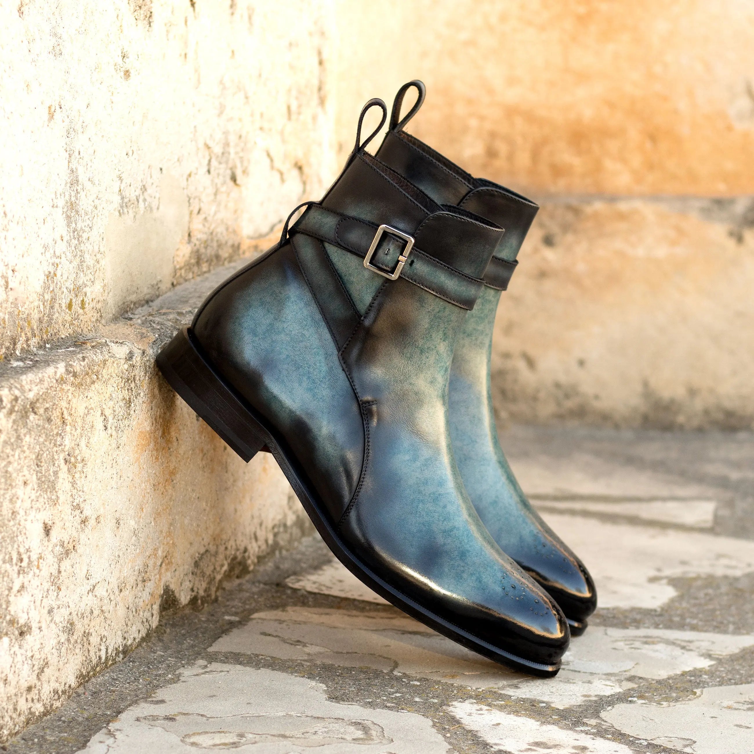 Pacinar  - Men's Navy Patina Jodhpur leather Boots