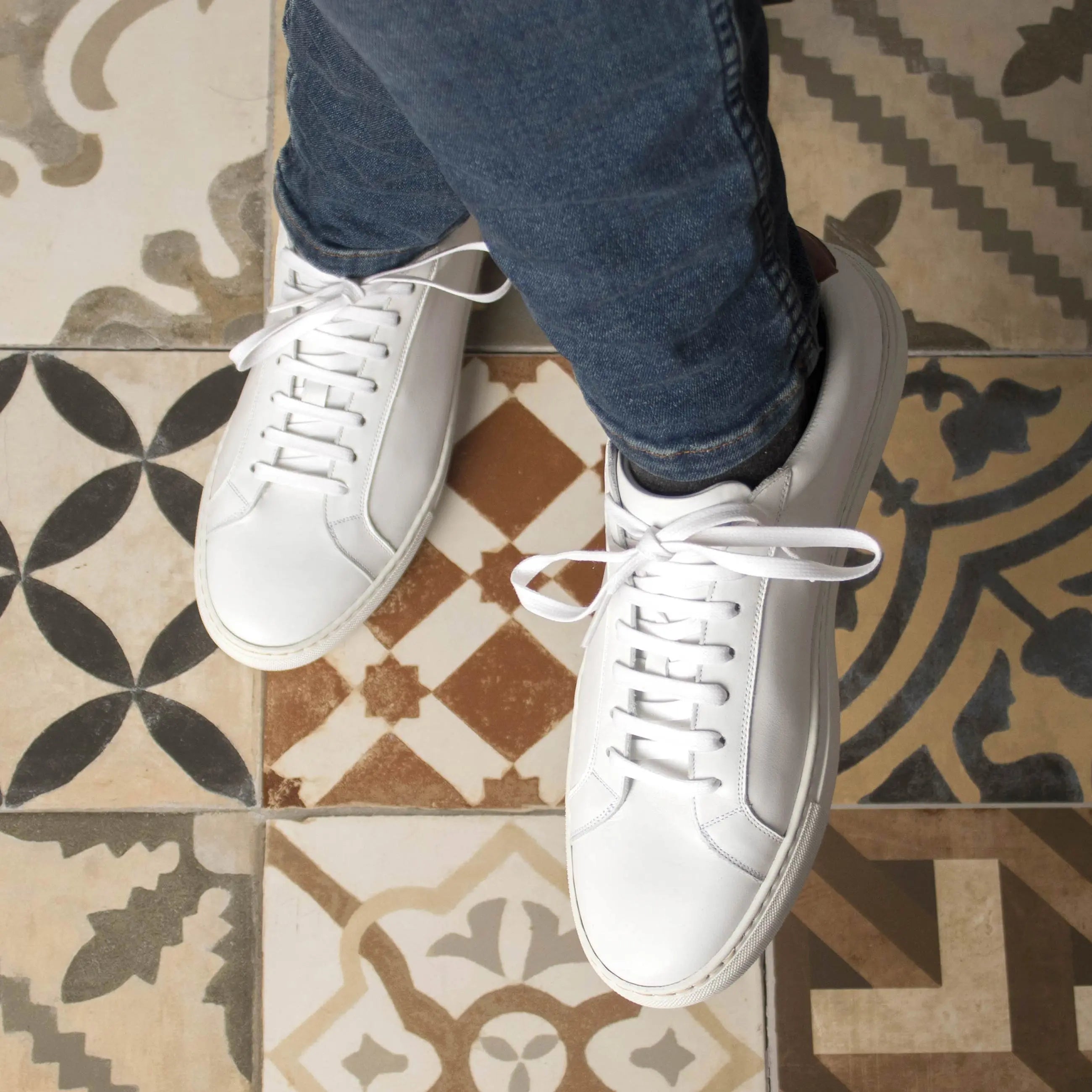 Volare - White Men's Italian Leather Dress Sneakers