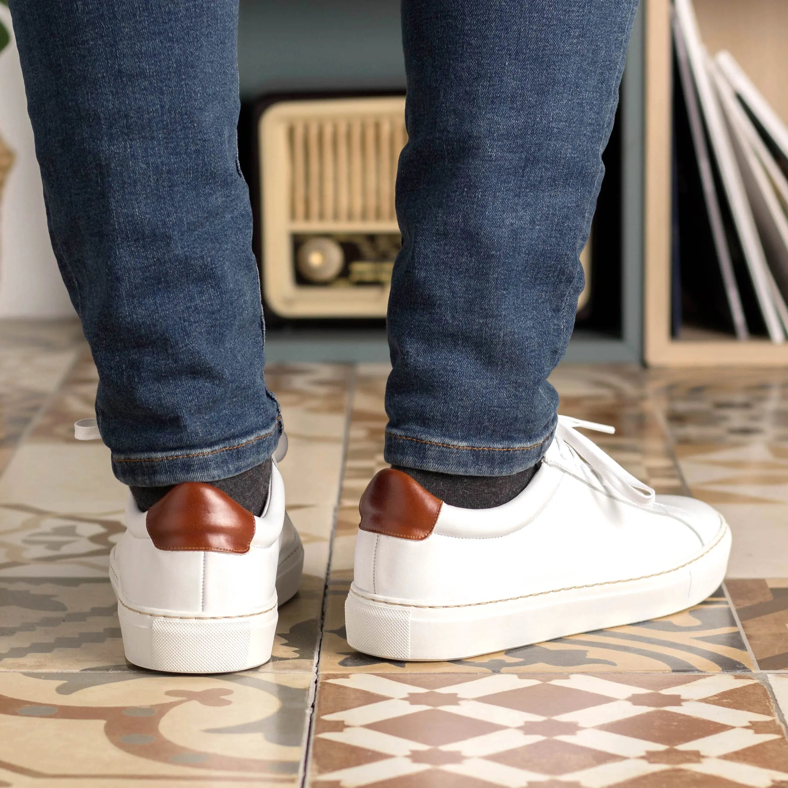 Volare - White Men's Italian Leather Dress Sneakers