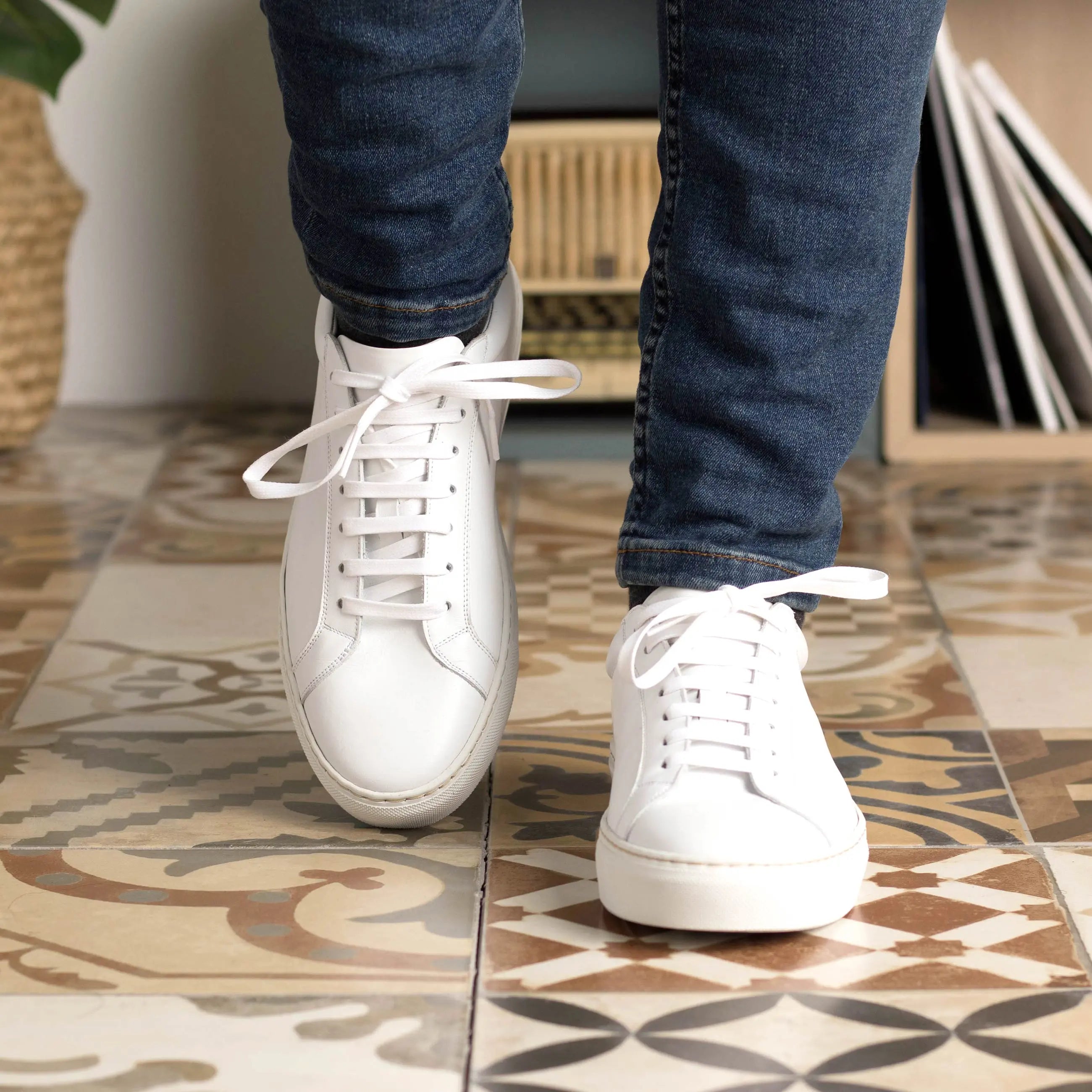 Volare - White Men's Italian Leather Dress Sneakers