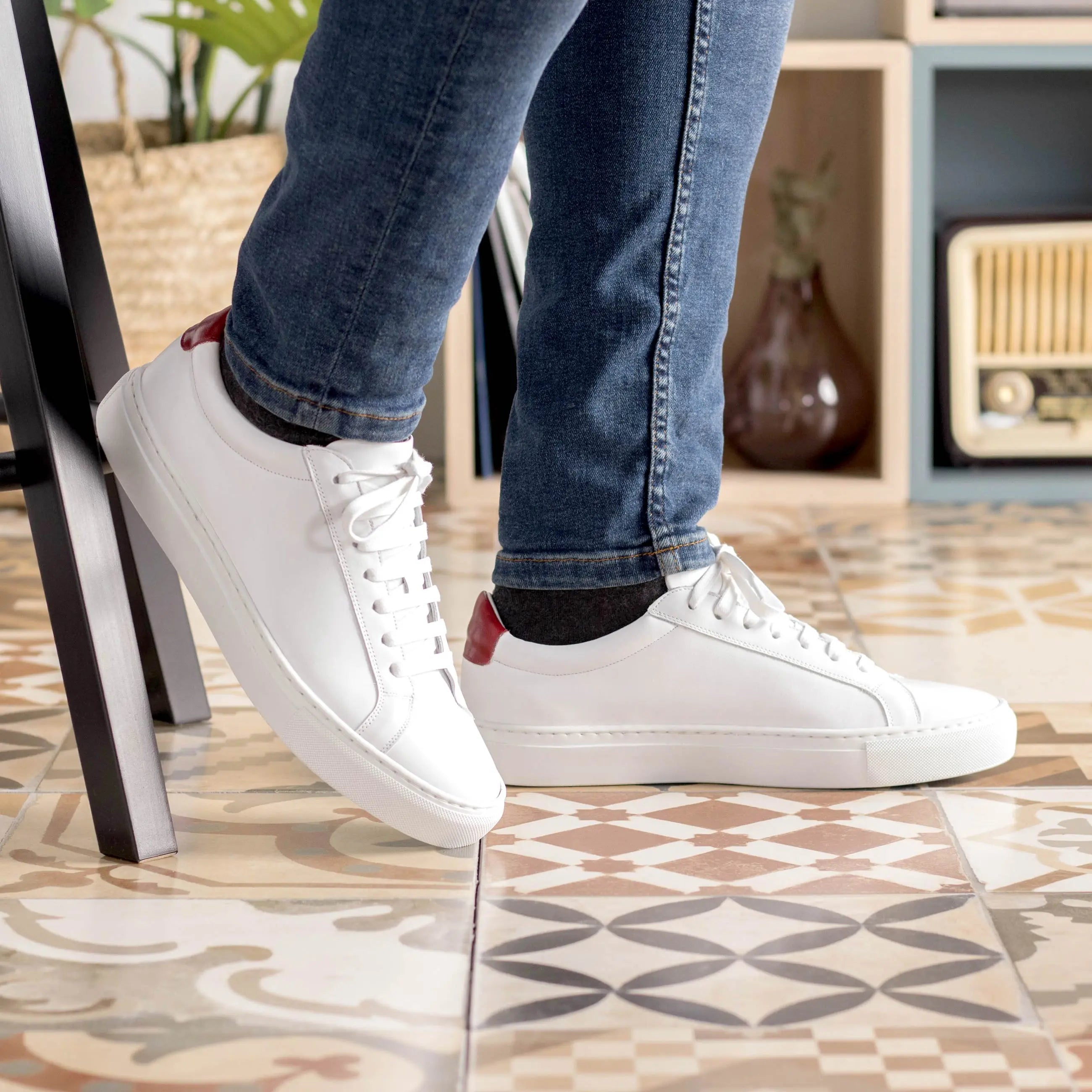 Volare - White Men's Italian Leather Dress Sneakers