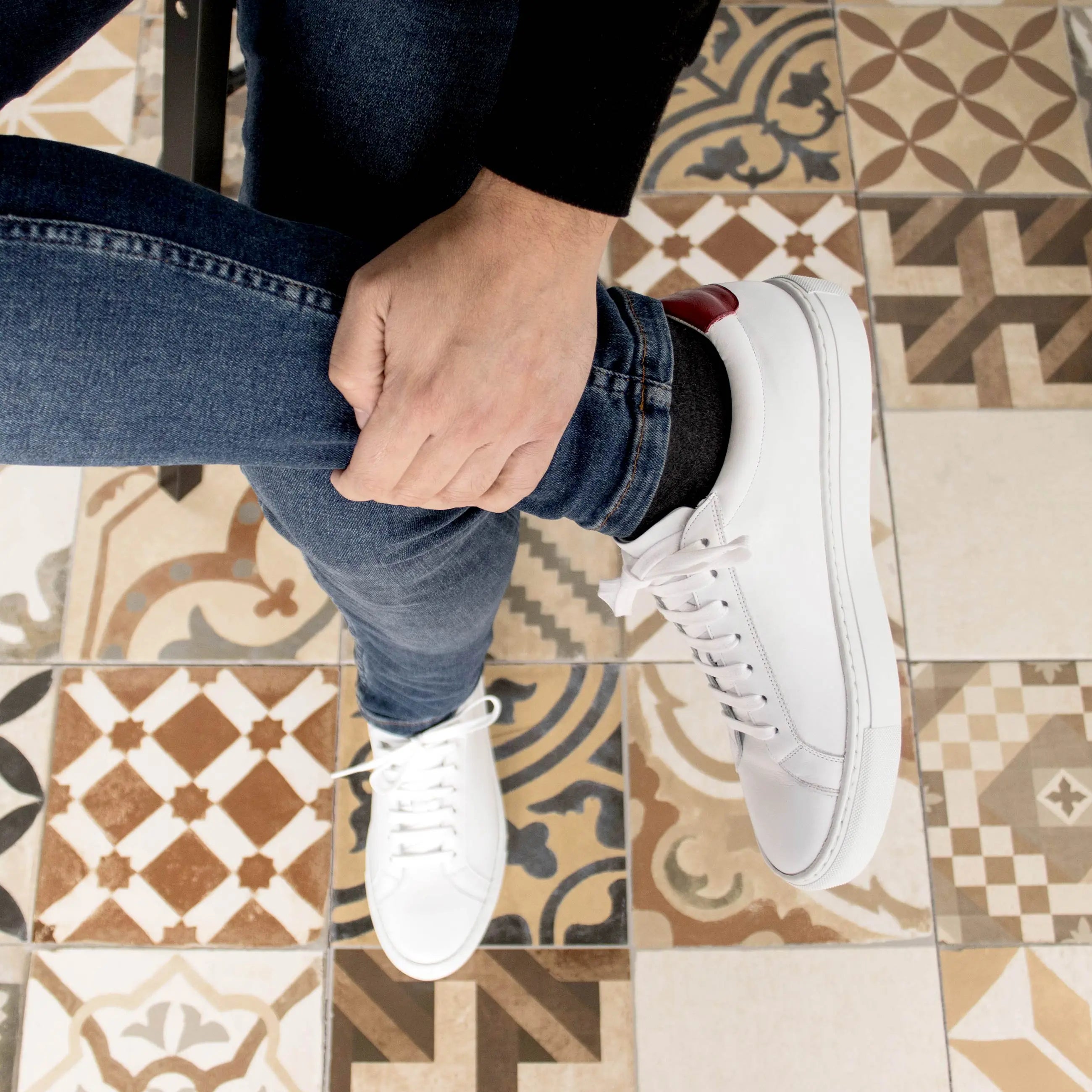 Volare - White Men's Italian Leather Dress Sneakers