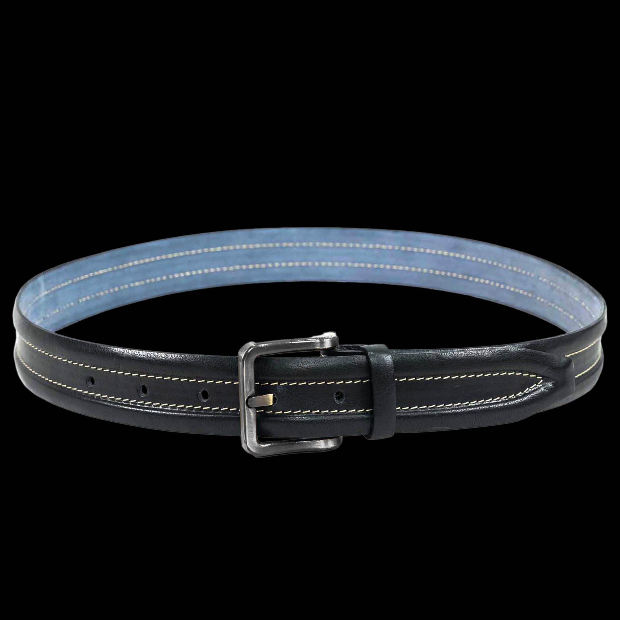 Embossed Feather Edge Black - Hand Made Men's Leather Belt