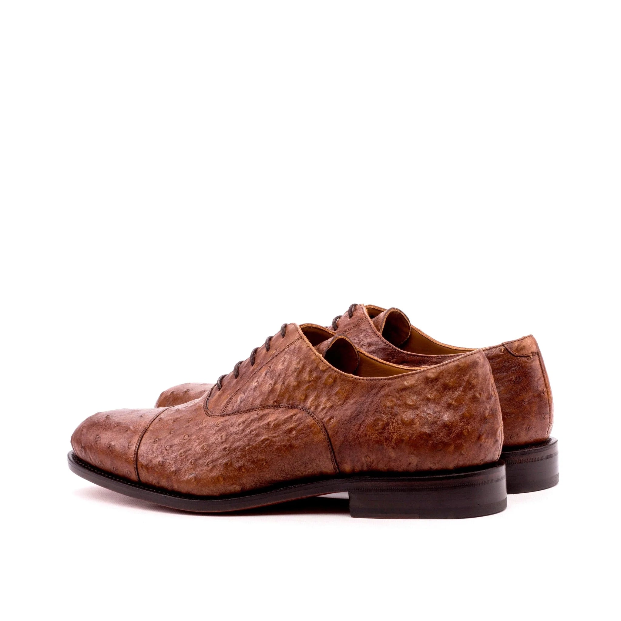 Lutini - Exotic ostrich skin leather red bottoms oxford shoes