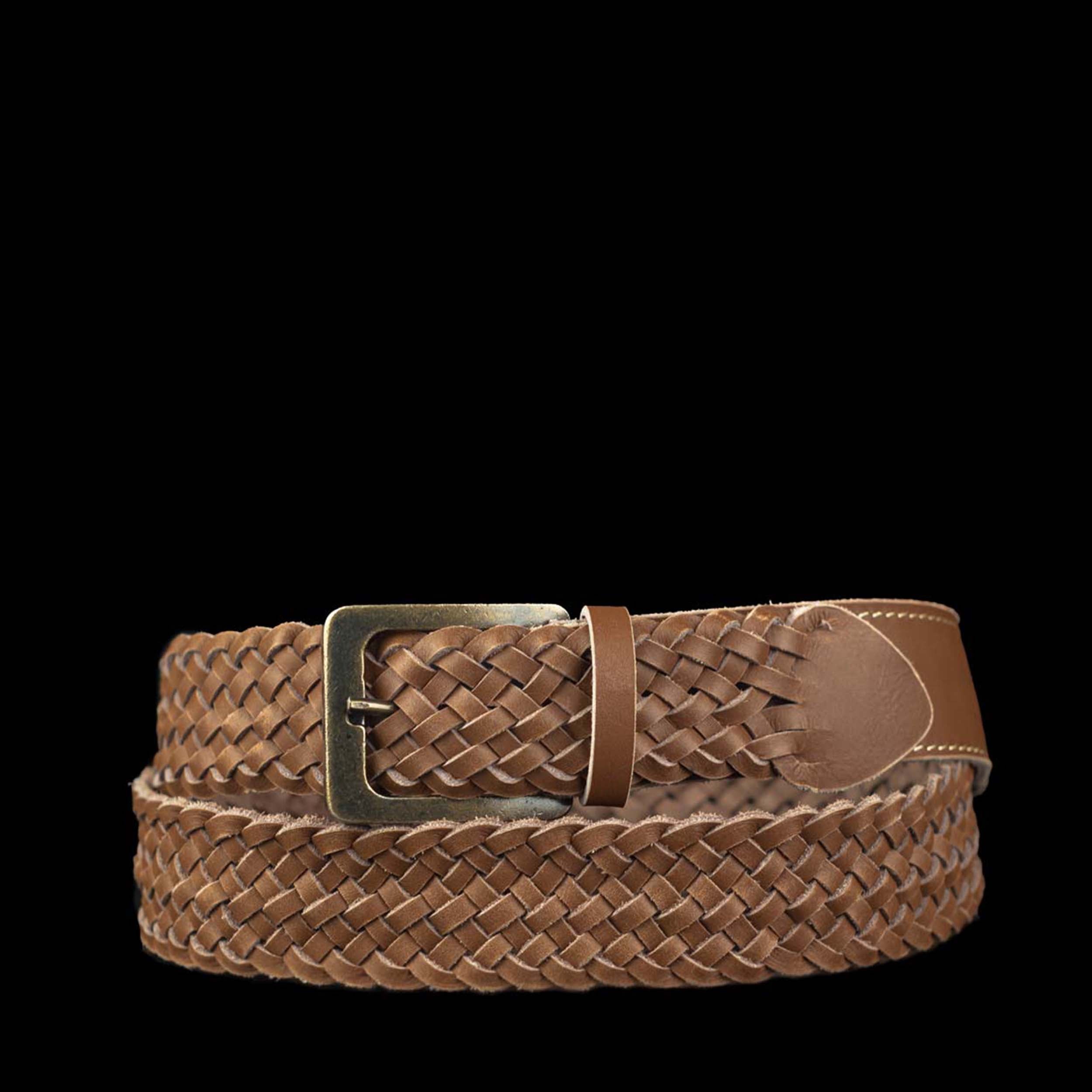 Braidster - Braided tan leather belt for men