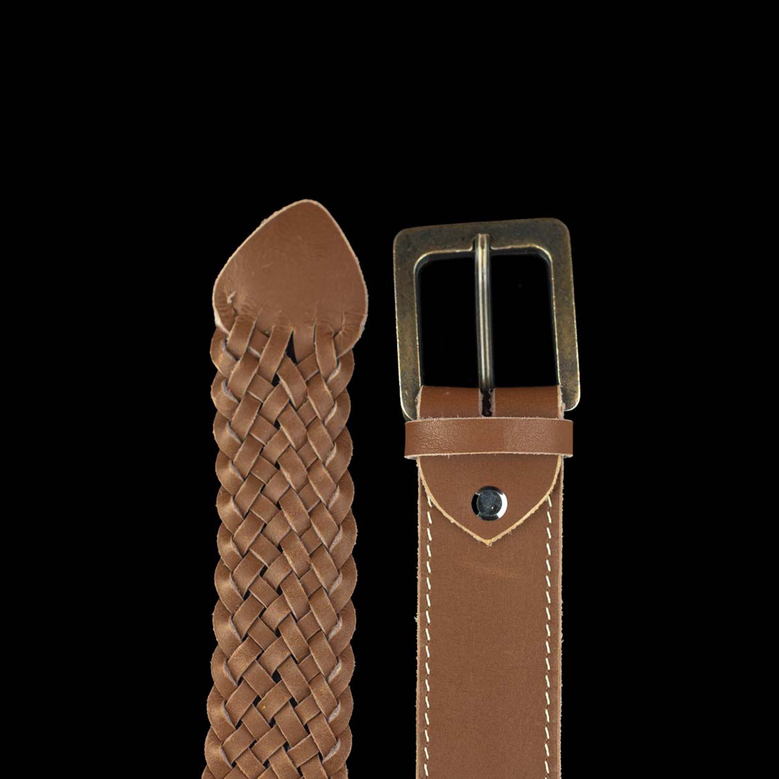 Braidster - Braided tan leather belt for men
