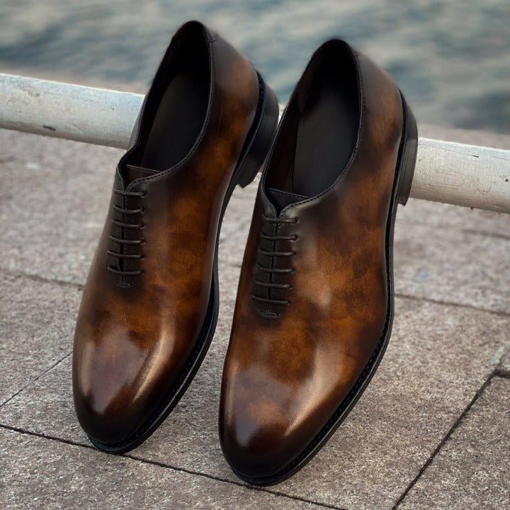 Evani - Patina leather Wholecut oxford dress Shoes