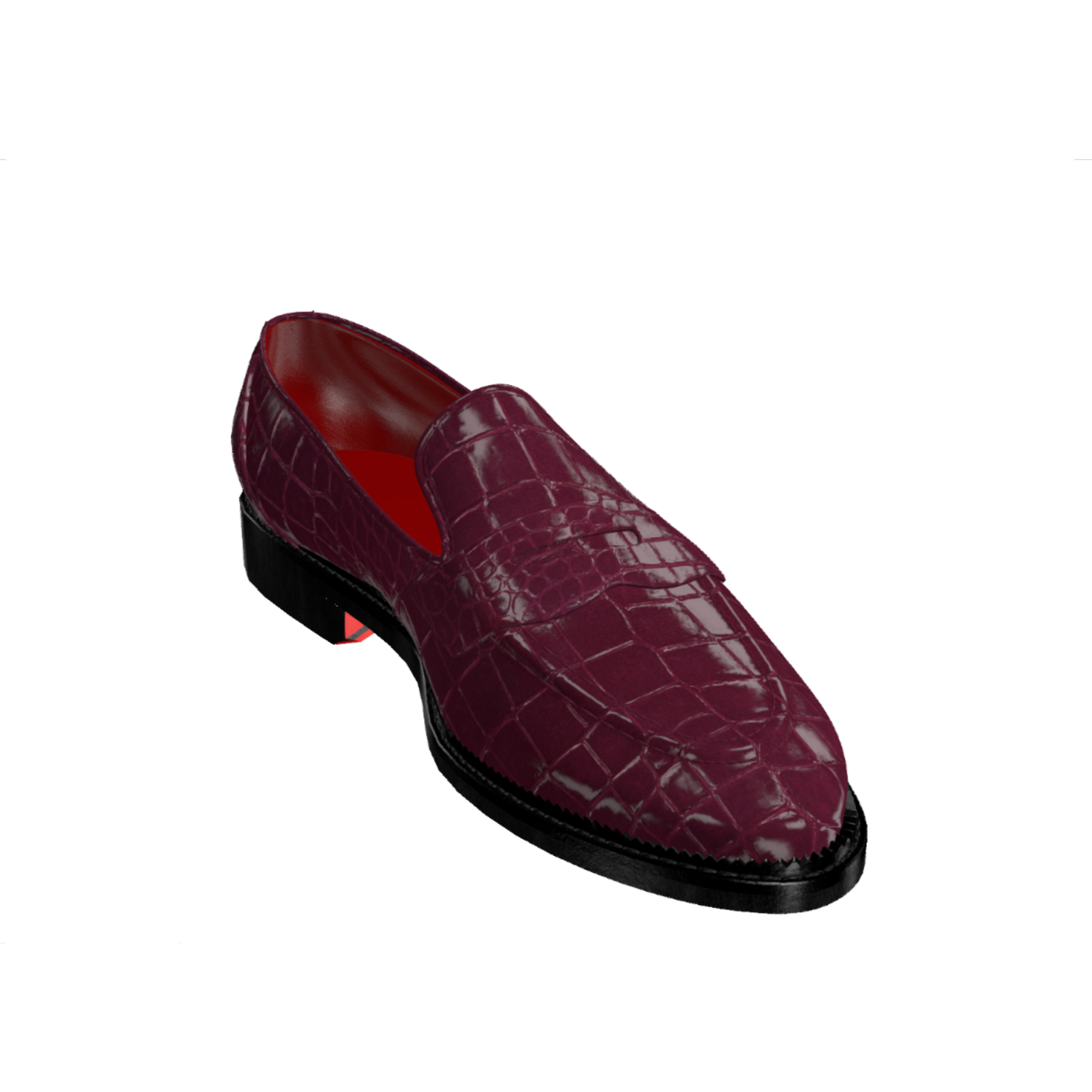 Arconya Real Exotic Crocodile skin red bottom burgundy loafers