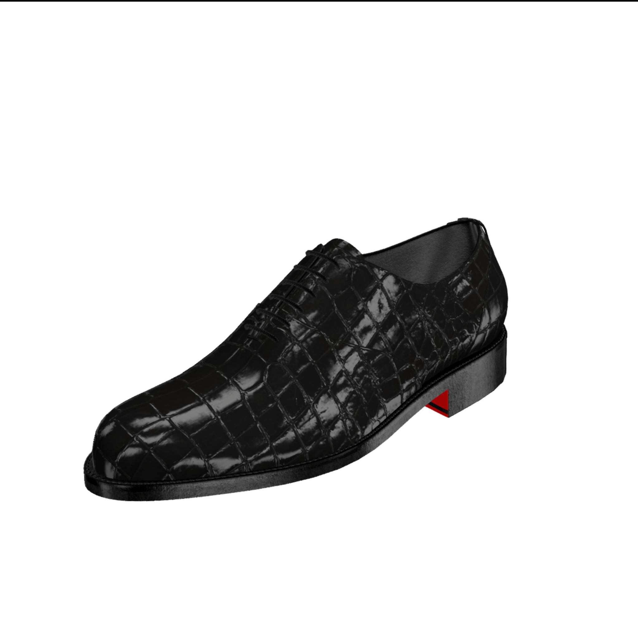 Black crocodile-patterned shoe on a white background