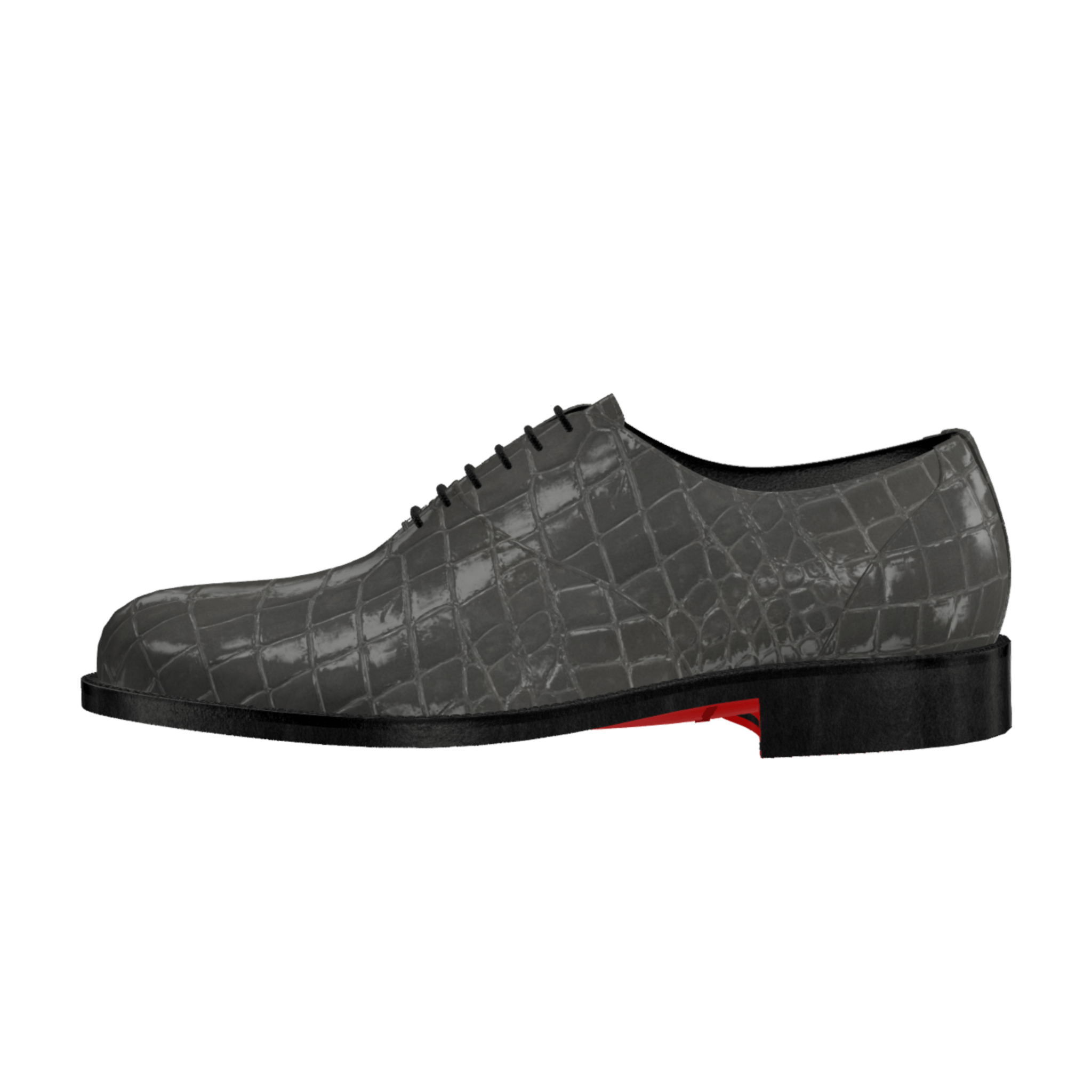 Gray textured dress shoe on a white background