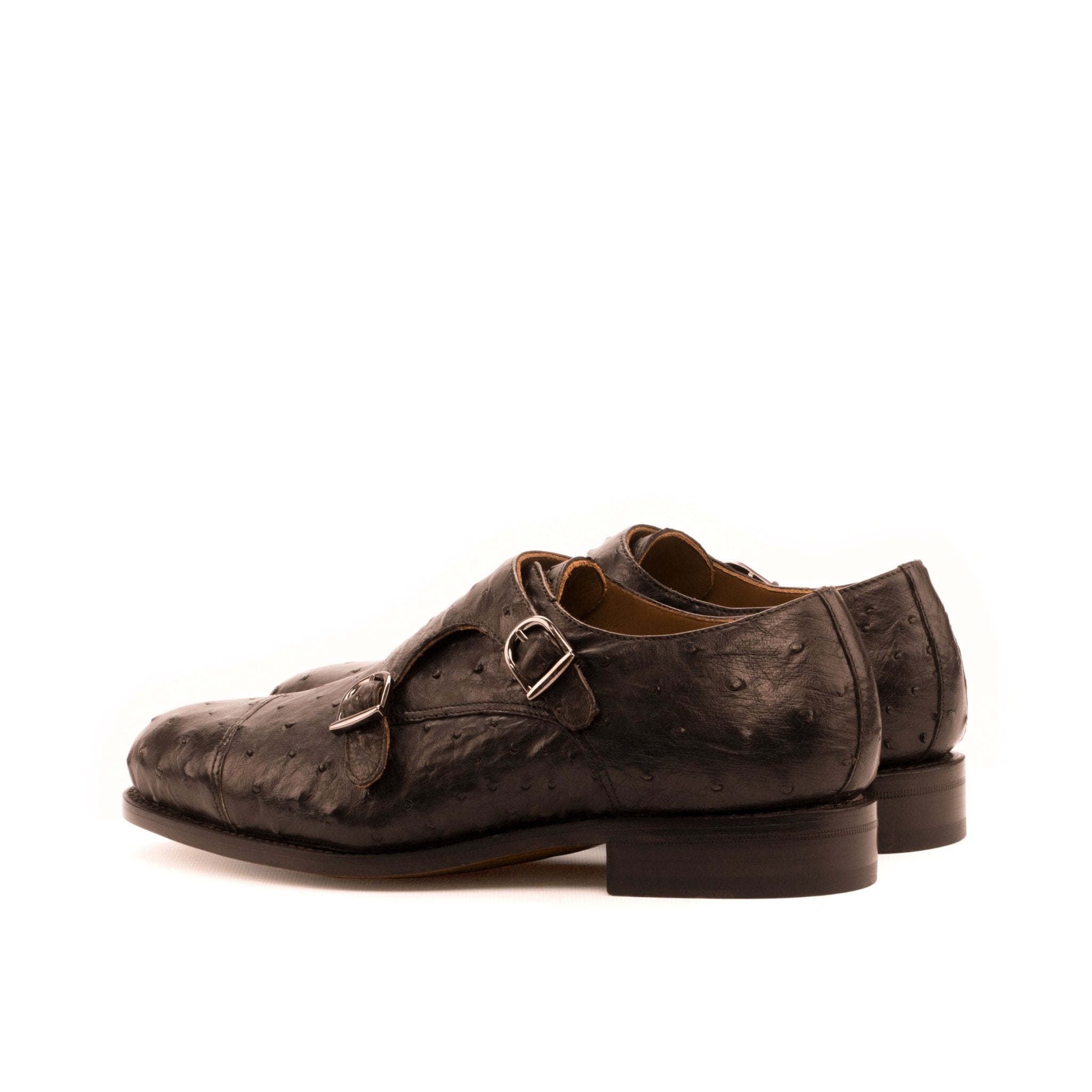 Mariko - Ostrich skin leather double monk strap dress shoes