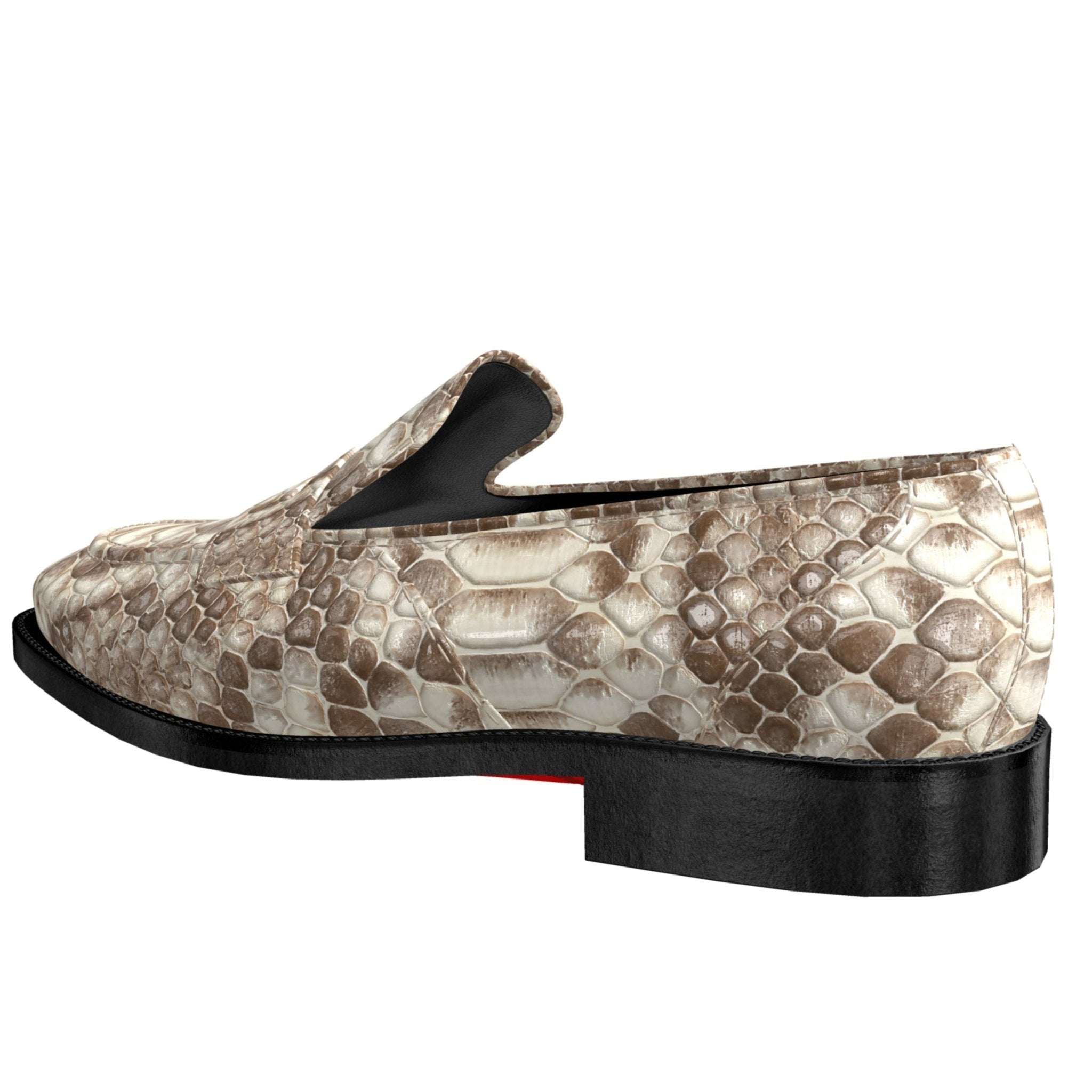 snake python skin leather loafers for men