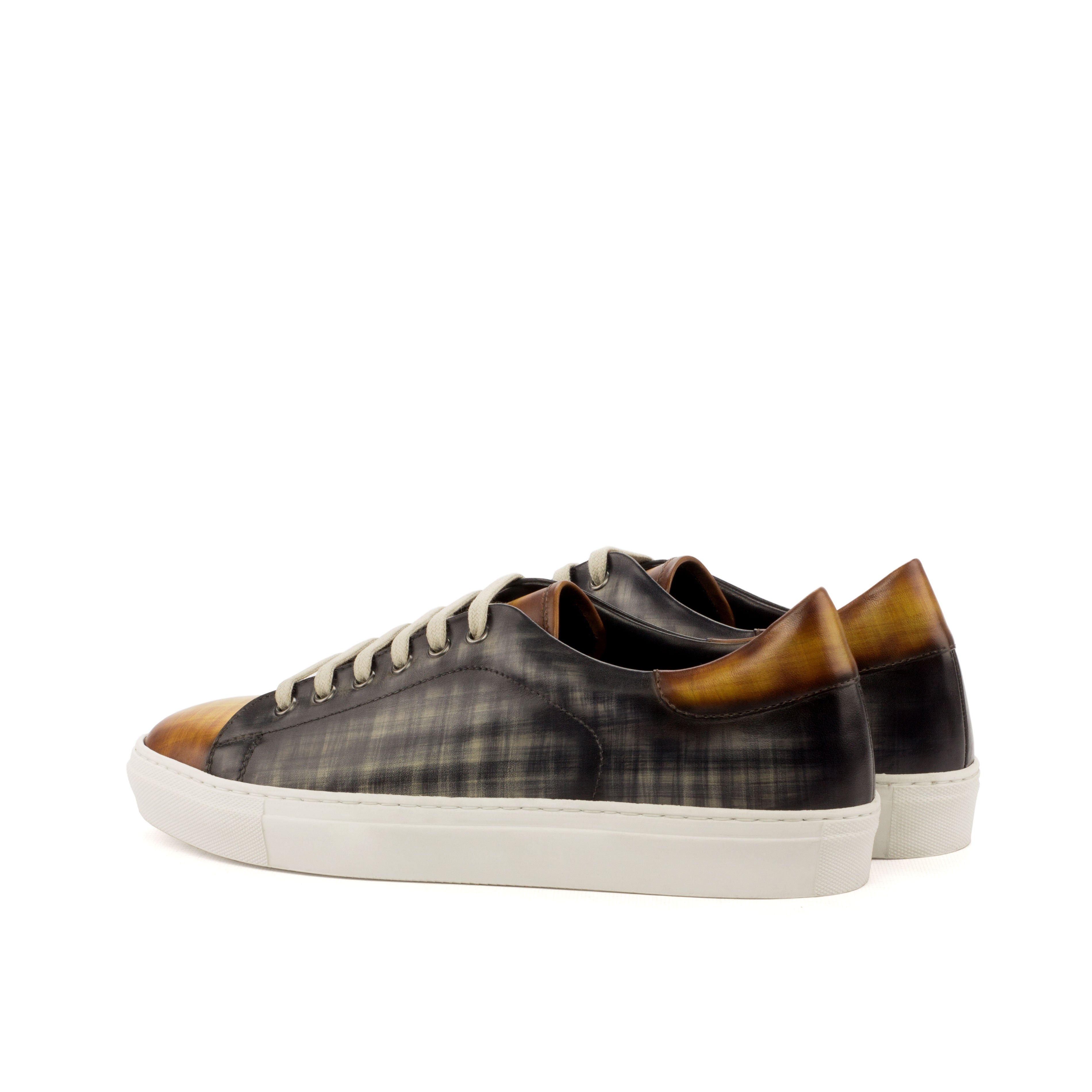 Dimaro - Grey / Cognac Men's Hand-Painted Italian Dress Sneakers