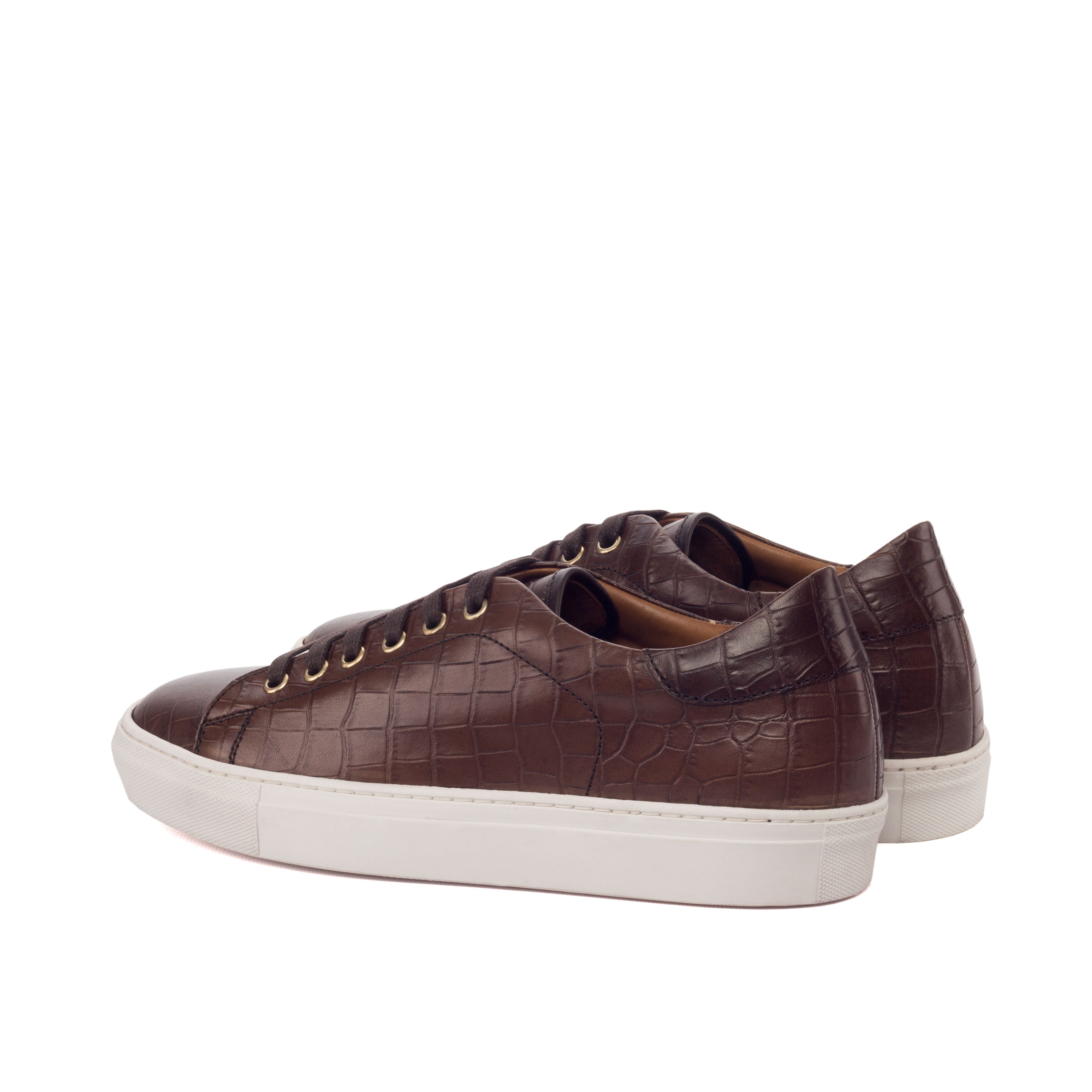 Dimaro - Dark Brown Men's Italian Croco Embossed Dress Sneakers