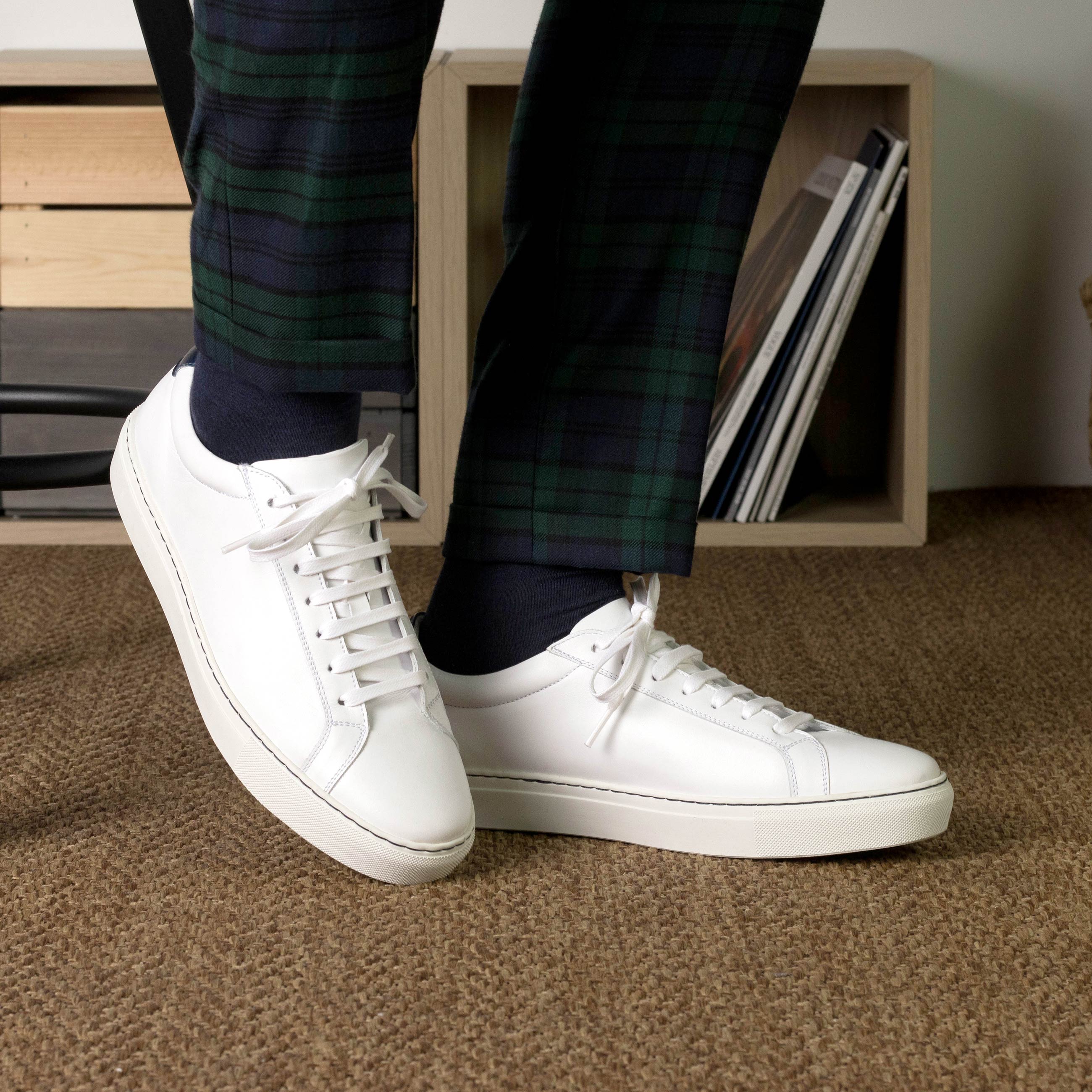 Volare - White Men's Italian Leather Dress Sneakers