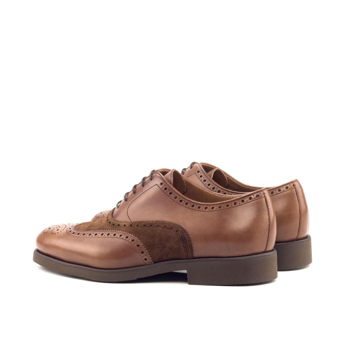 Opalestra - Brown leather brogue oxford shoes with suede