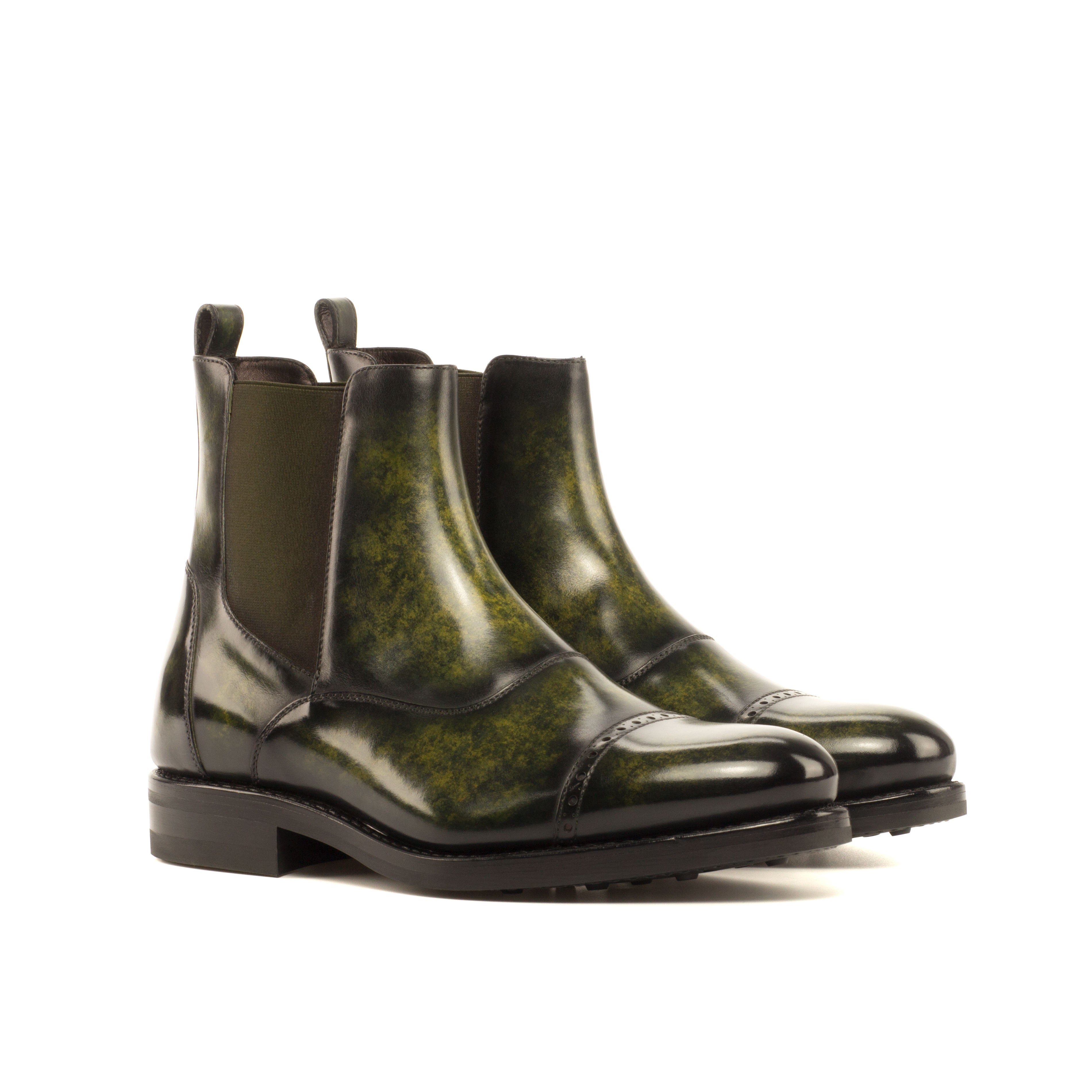 Verdone - Unique Green Patina Chelsea Boot for men