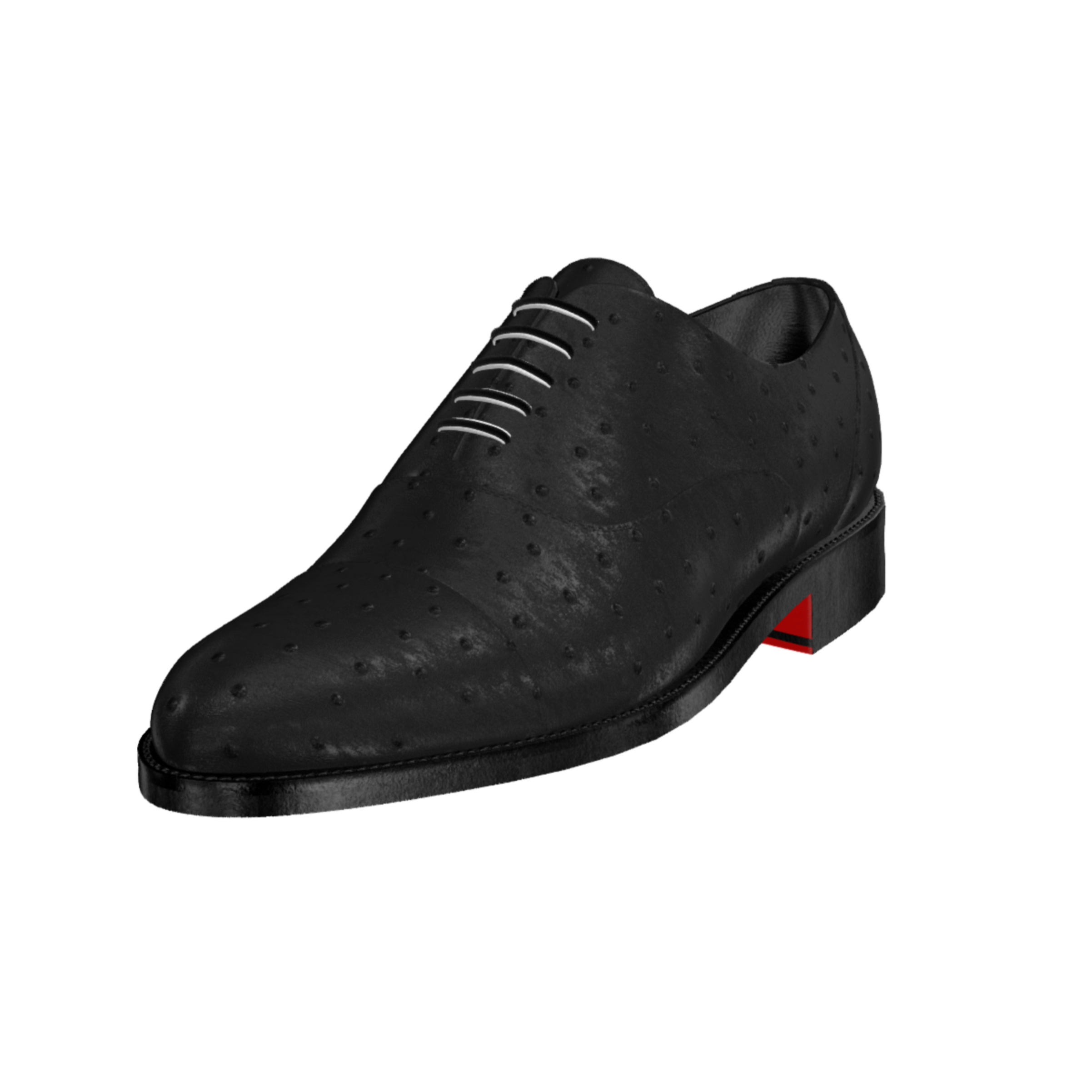 Lutini - Exotic ostrich skin leather red bottoms oxford shoes