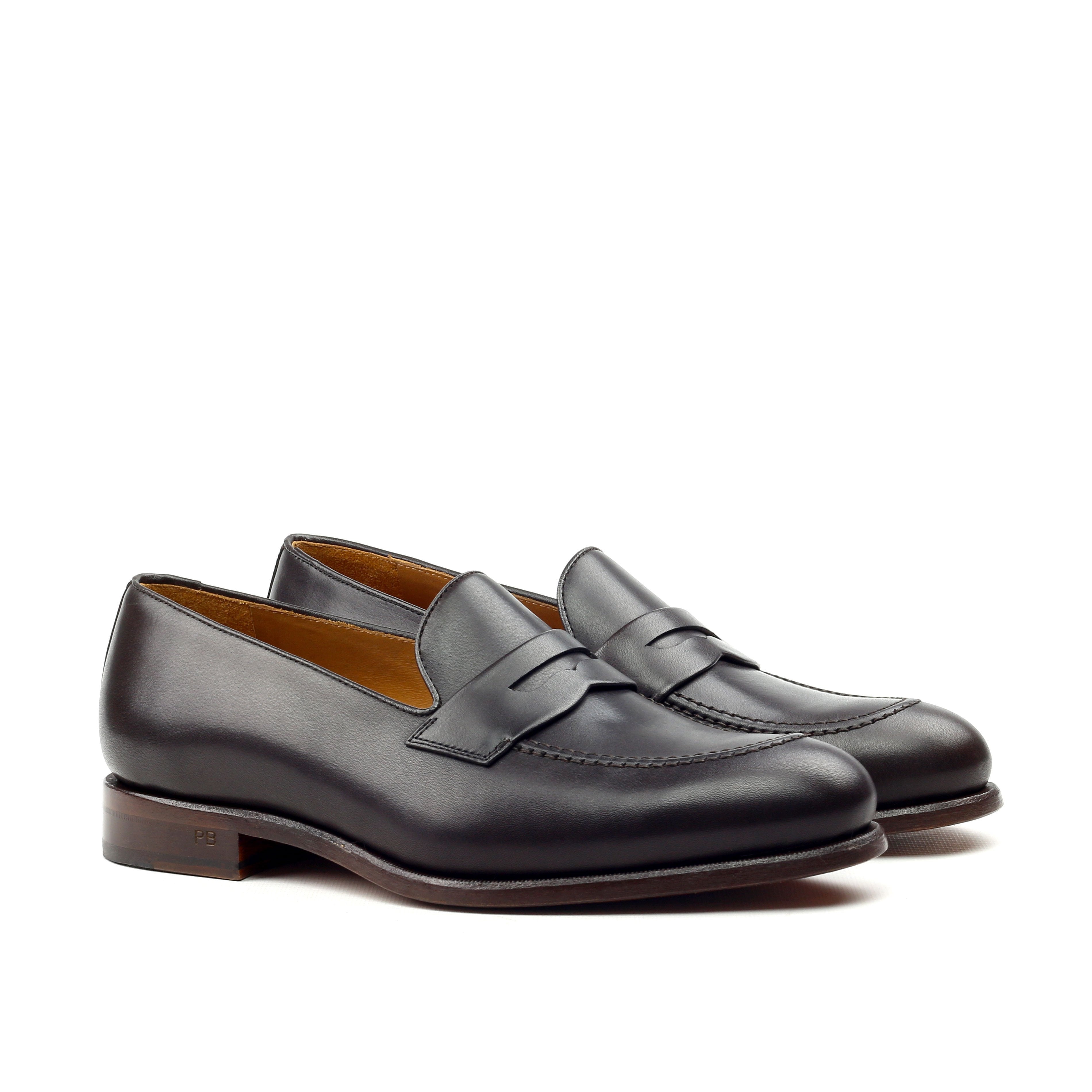 Orlana - Men's Unique Handcrafted Black leather penny Loafers