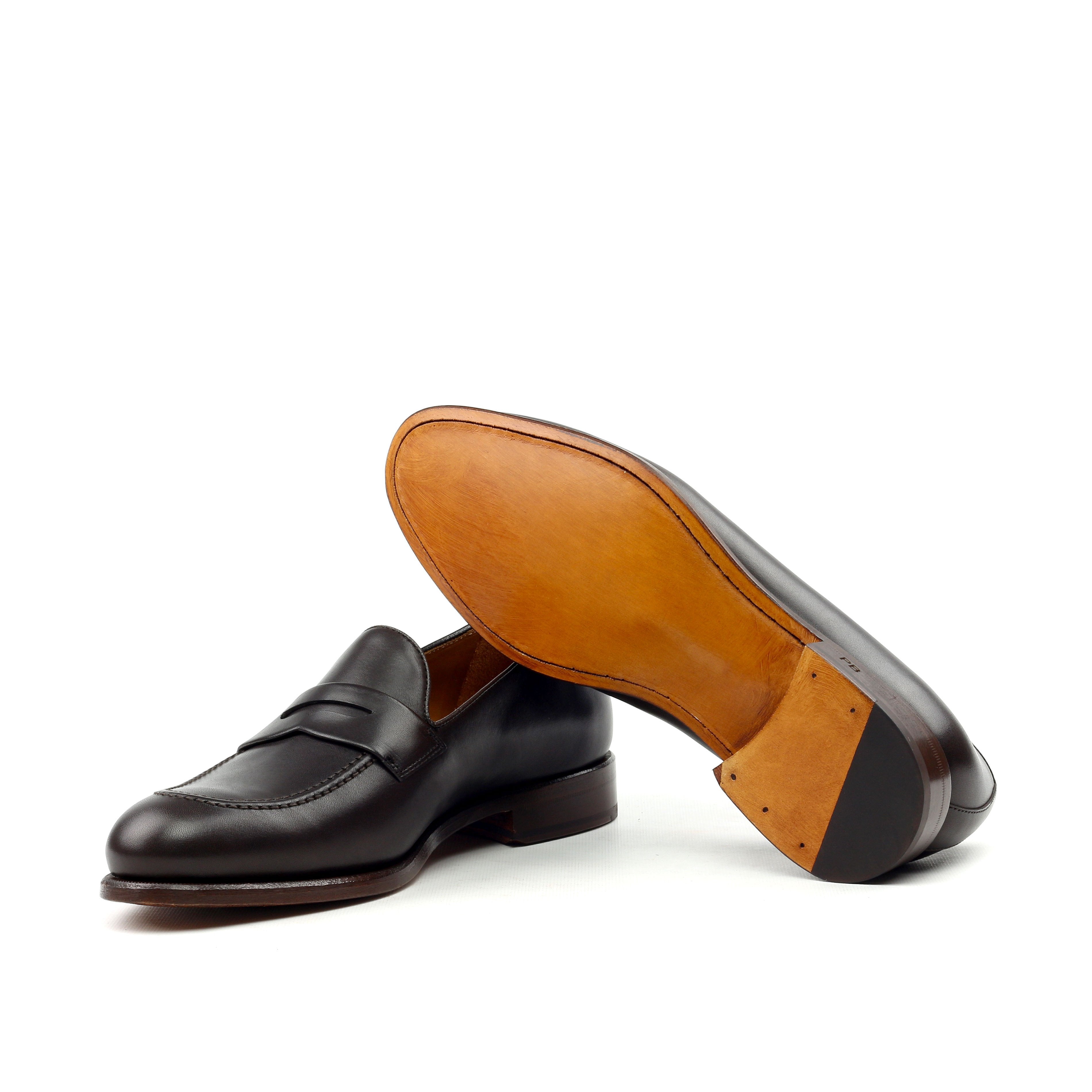 Orlana - Men's Unique Handcrafted Black leather penny Loafers