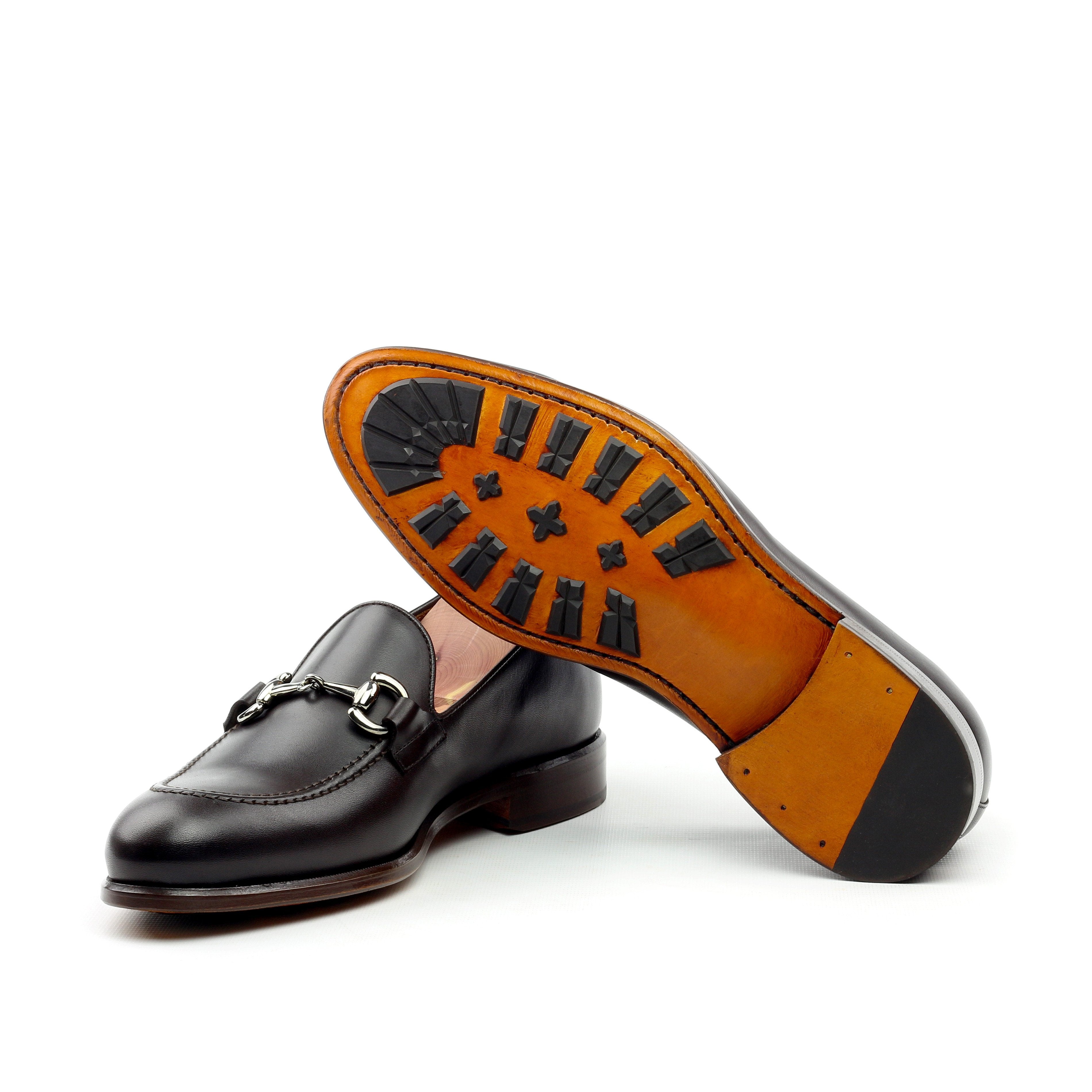 Betano - Unique Handcrafted Black leather Slip-on horse bit Loafer