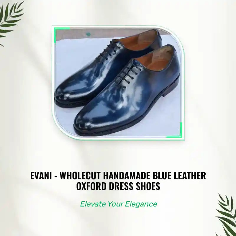 Evani - Wholecut Handamade blue Leather oxford dress shoes by@Outfy