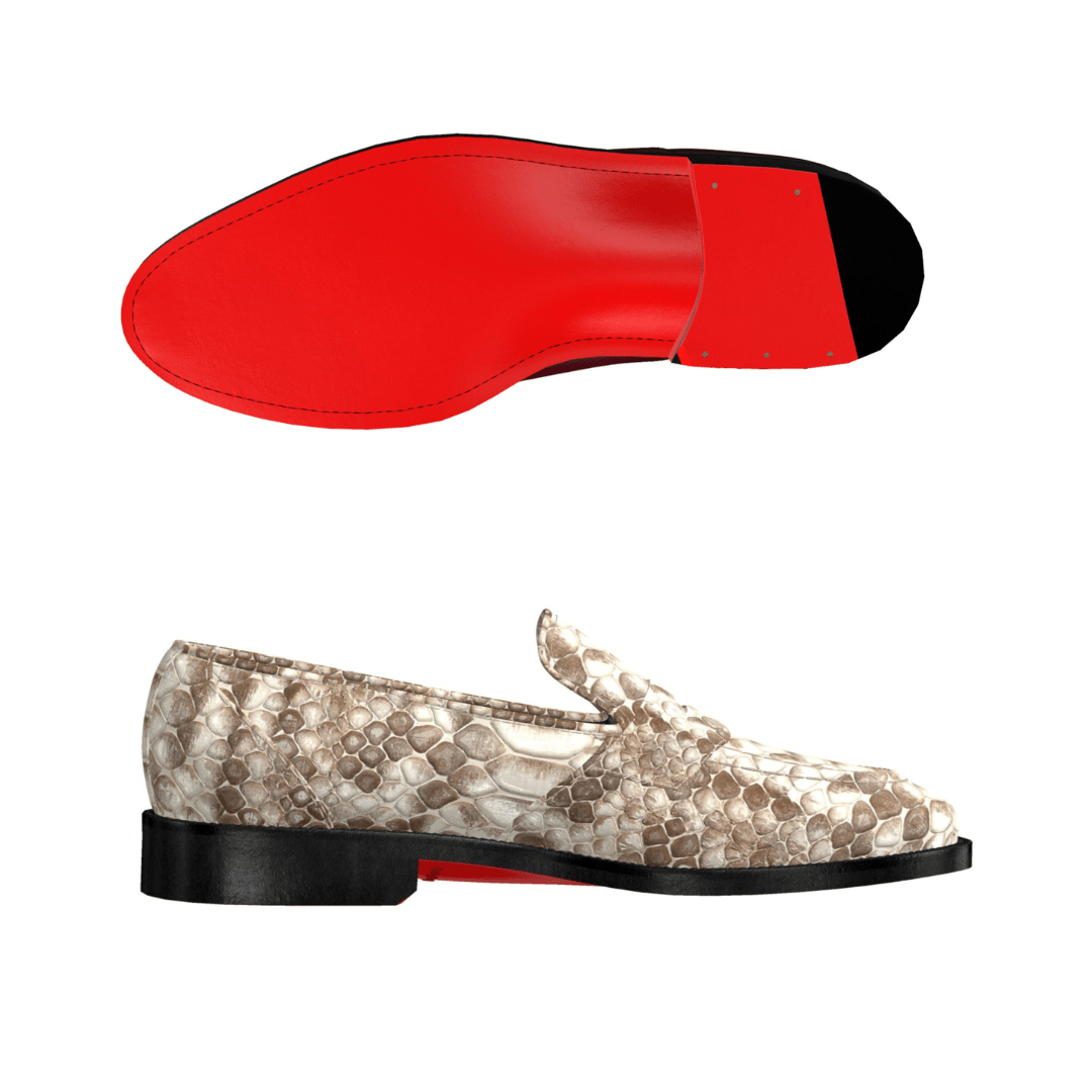 Dralyon2 - Real Exotic Snake/Python skin leather red bottoms loafers