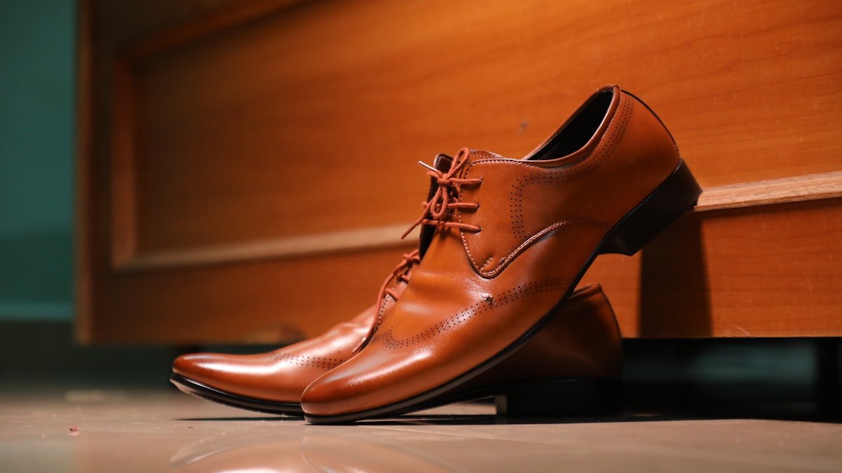 a pair of brown shoes