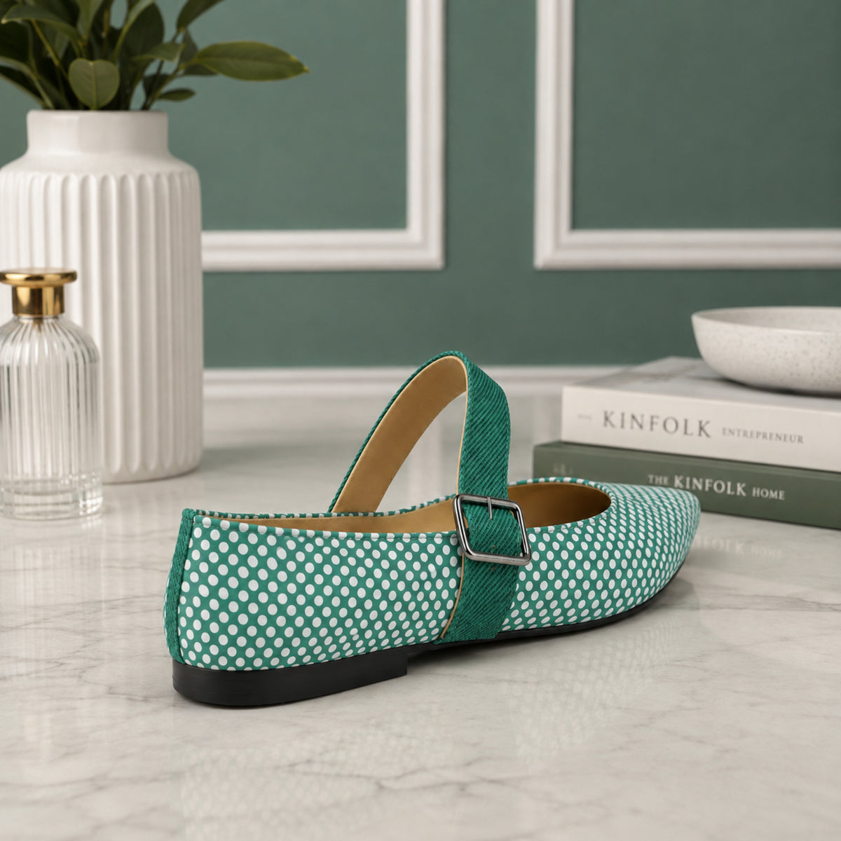 Celetta polka-dot leather Mary Jane flats for women, view 2 of 3