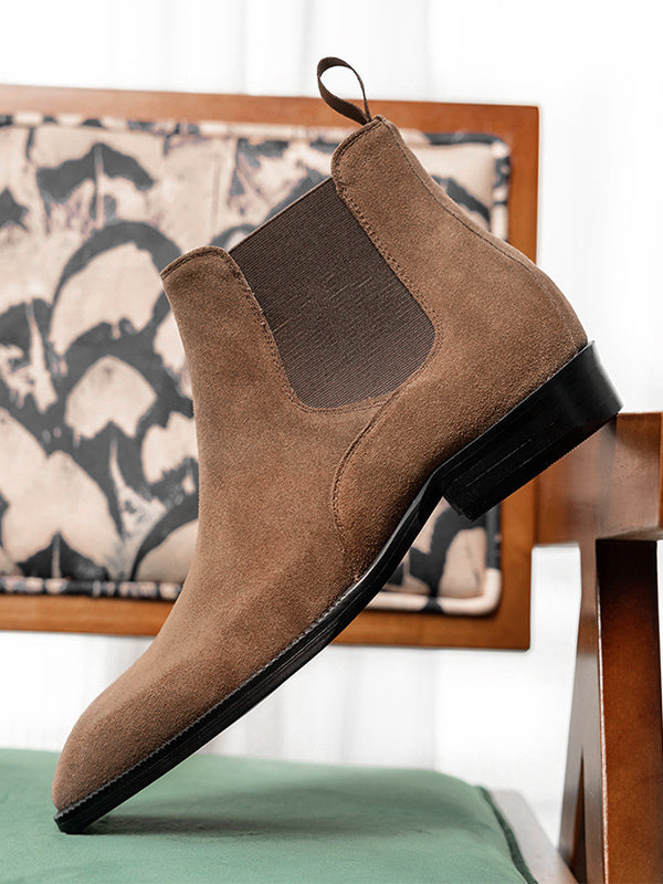 Lumeria - gray leather chelsea boots for men