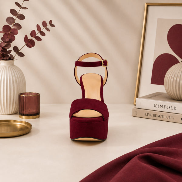 Clairalia suede platform block-heel sandals for women, view 3 of 3