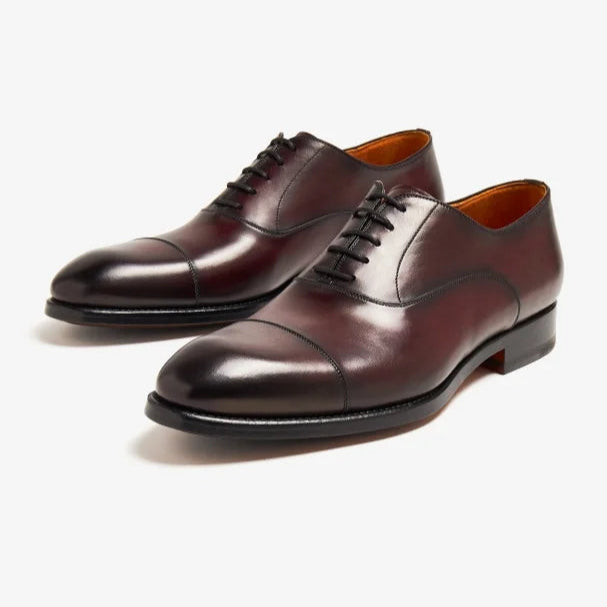 Finezza - Burgundy oxford dress shoes with red bottom sole