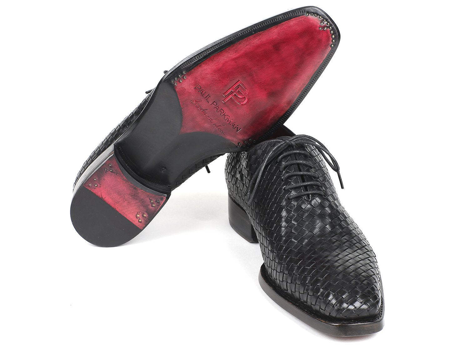 Luxx - Men's Red bottom woven leather oxford shoes