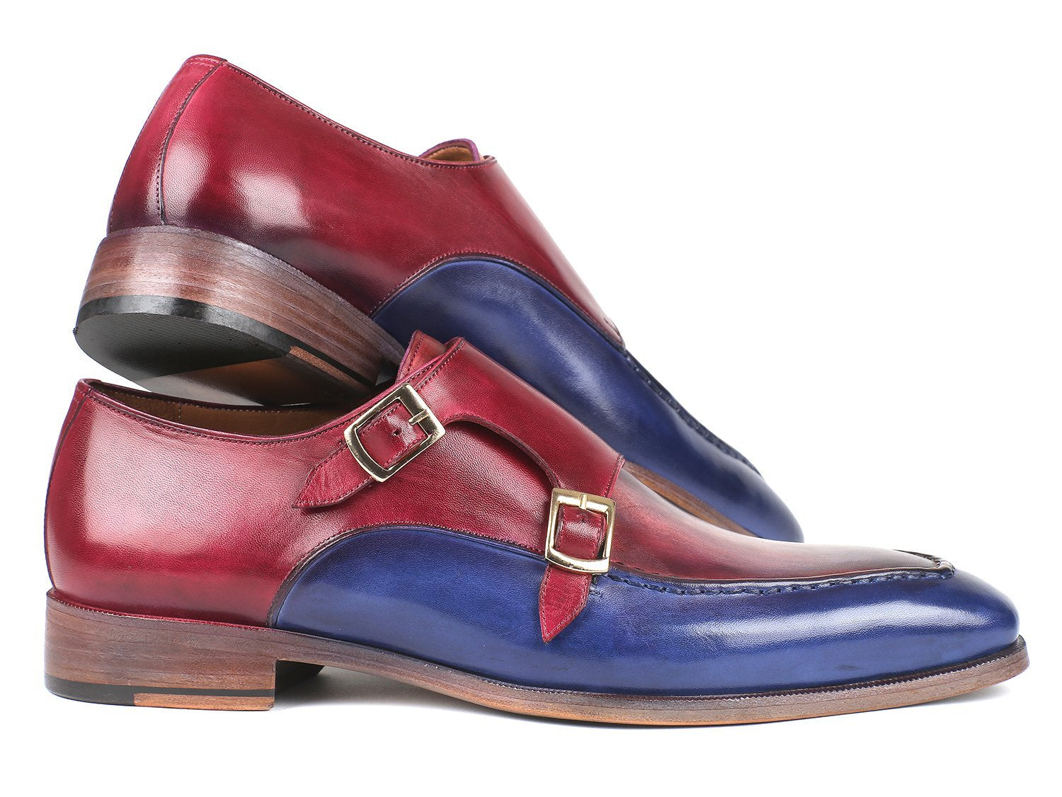 il Doppione - Blue & Bordeaux Double Monkstraps Oxford Shoes