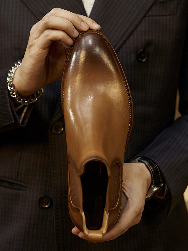 Zafeira - brown leather chelsea boots for men