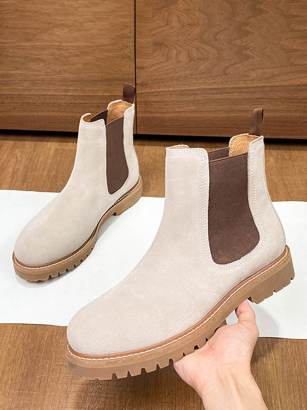 Mirilis - white leather chelsea boots for men