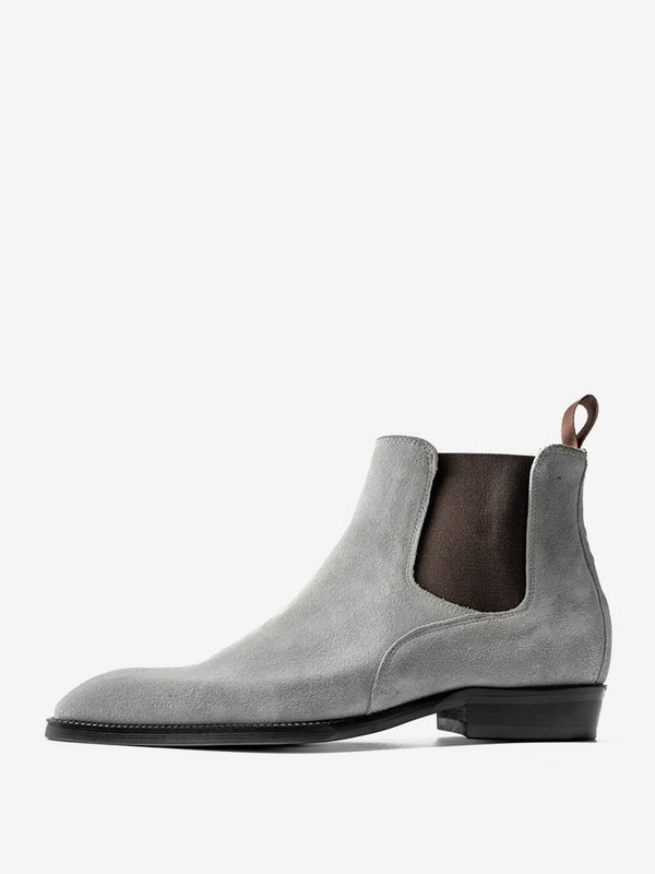 Lumeria - gray leather chelsea boots for men