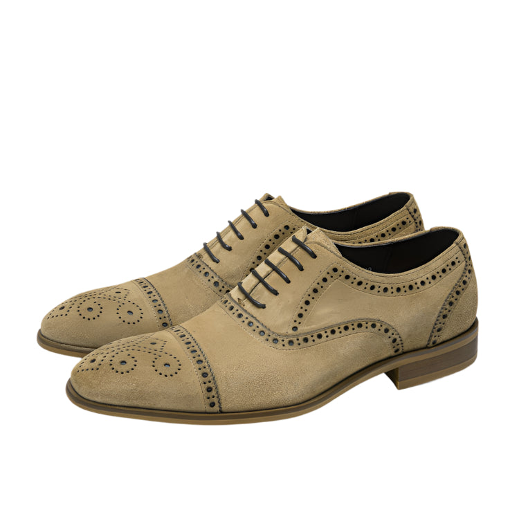 Iokani - Suede leather Brogue oxford dress shoes for men