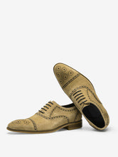 Iokani - Suede leather Brogue oxford dress shoes for men