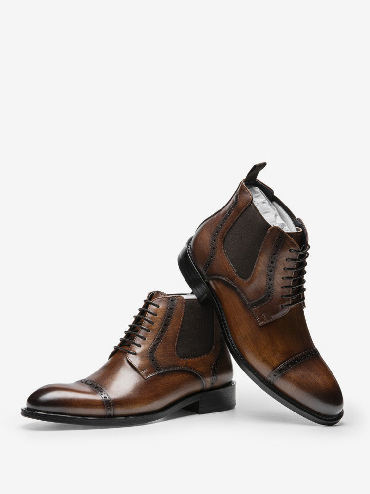 Quarano - brown leather boots for men