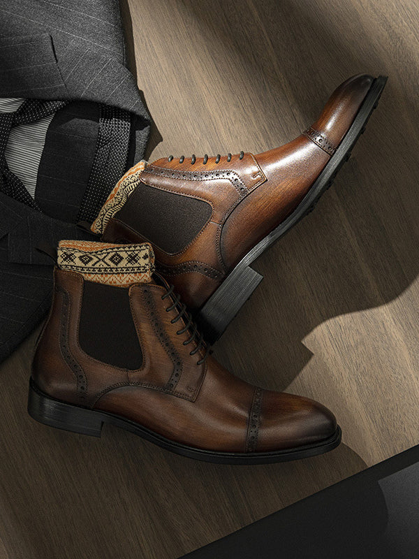 Quarano - brown leather boots for men