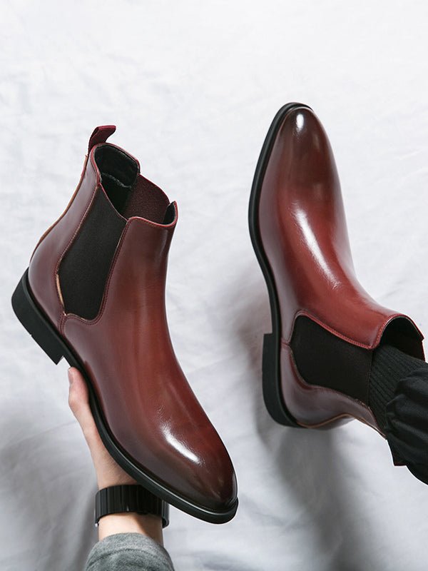 Carlo - burgundy leather chelsea boots for men
