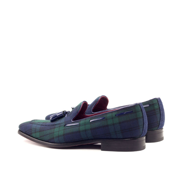 Espe - Men's Blue & Green Sartorial Fabric Tassels Loafers