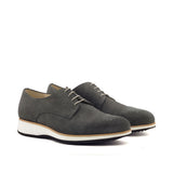 Capra2 - men's grey buck shoes. genuine suede leather & wedge rubber sole